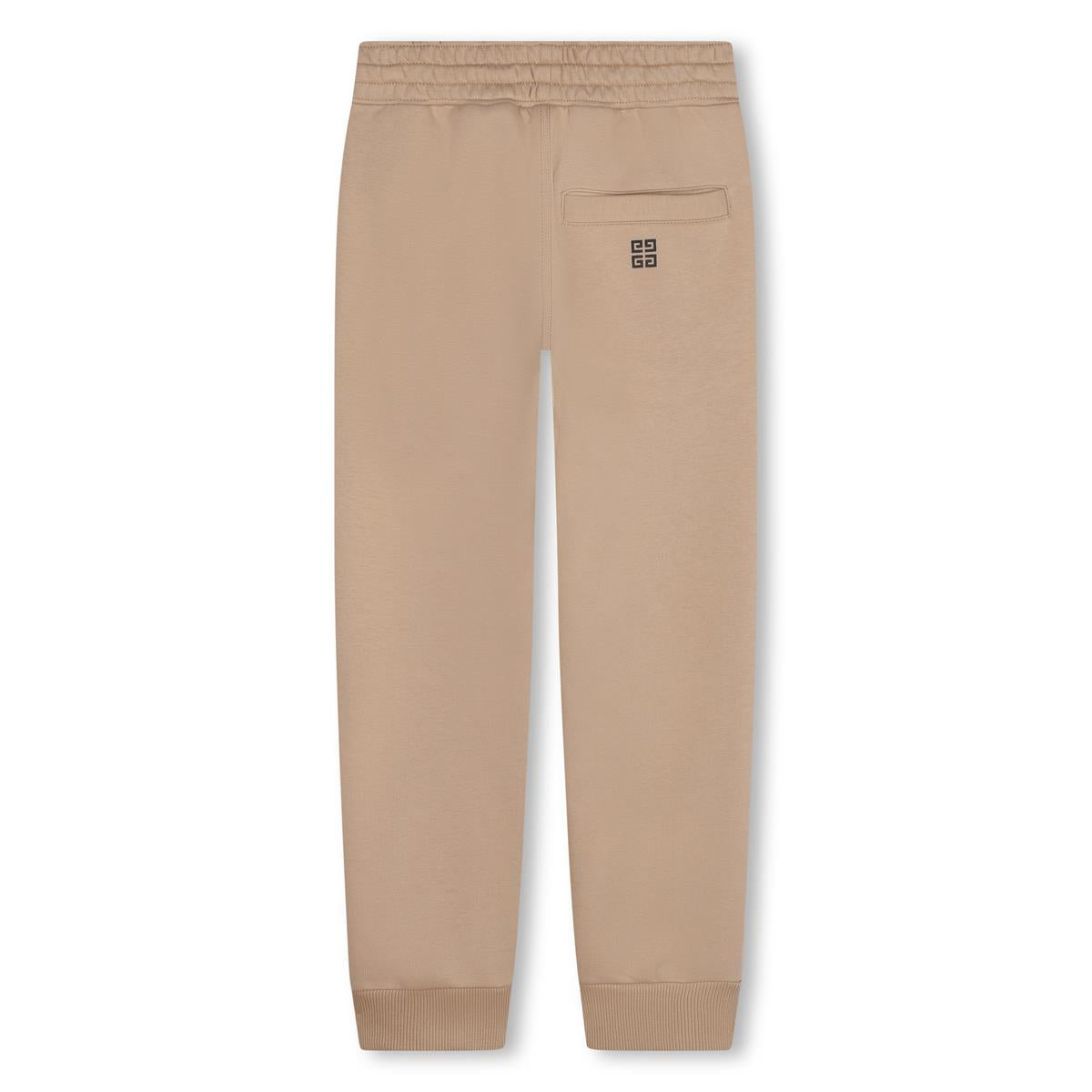 Boys Beige Logo Cotton Trousers