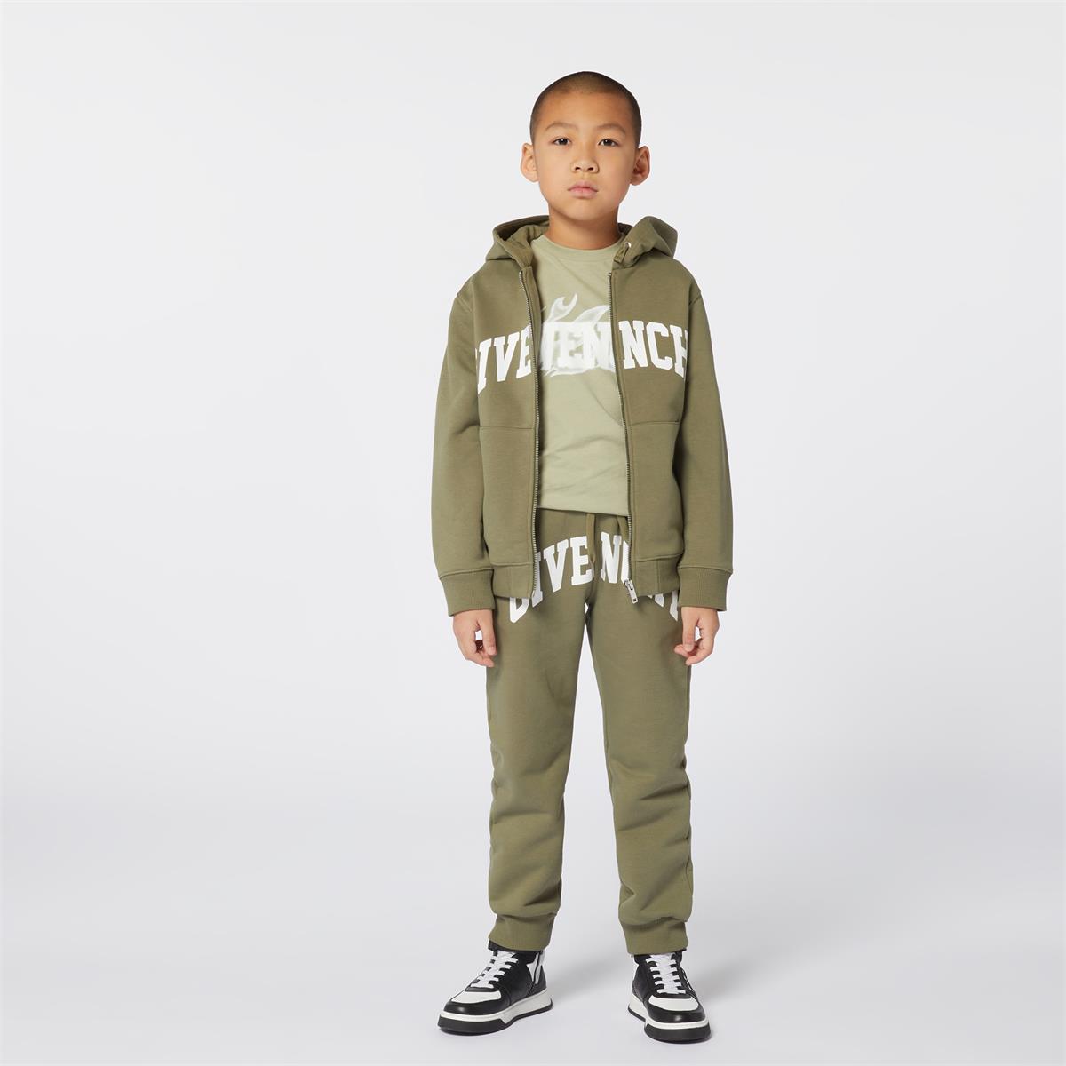 Boys Green Logo Cotton Trousers