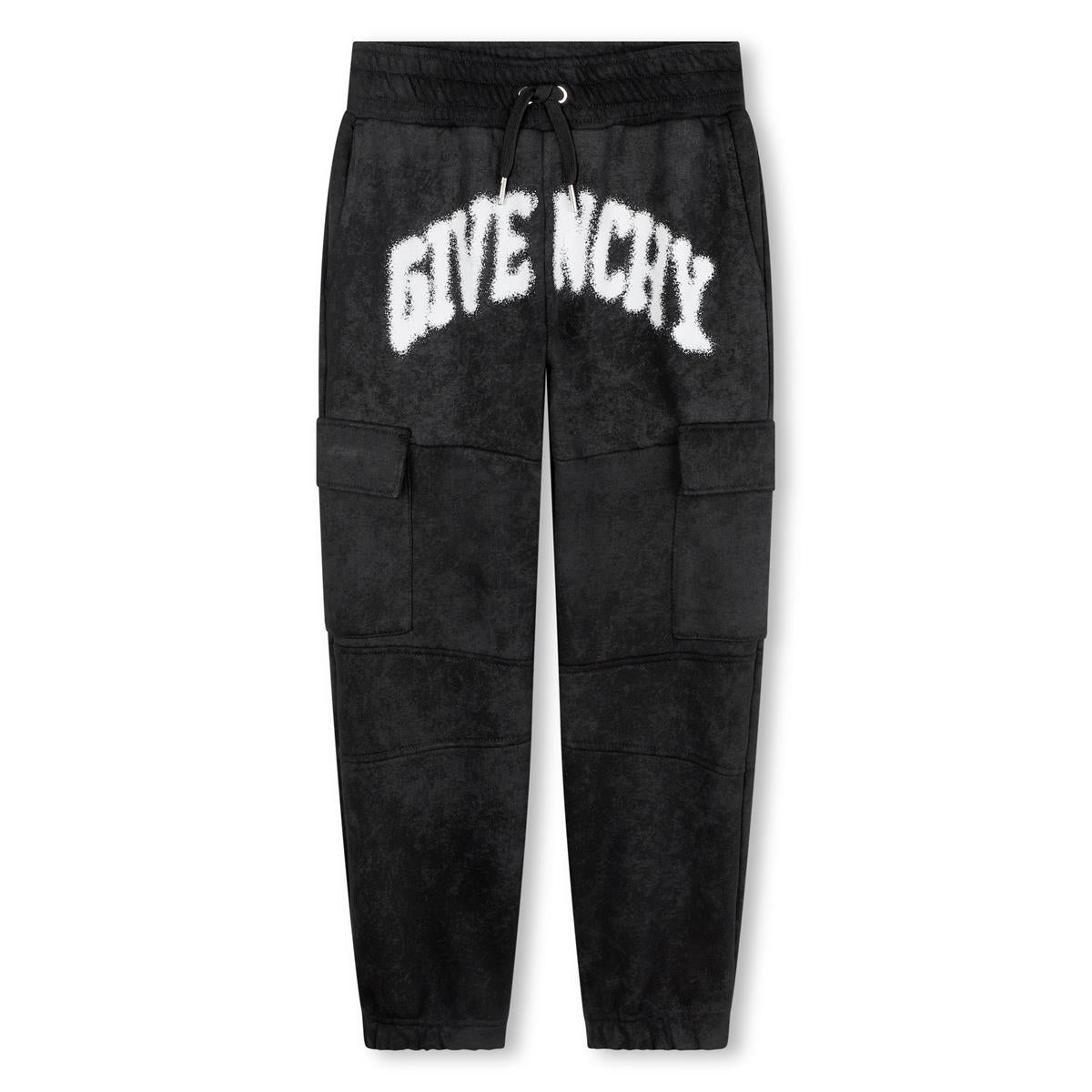 Boys Black Logo Cotton Trousers