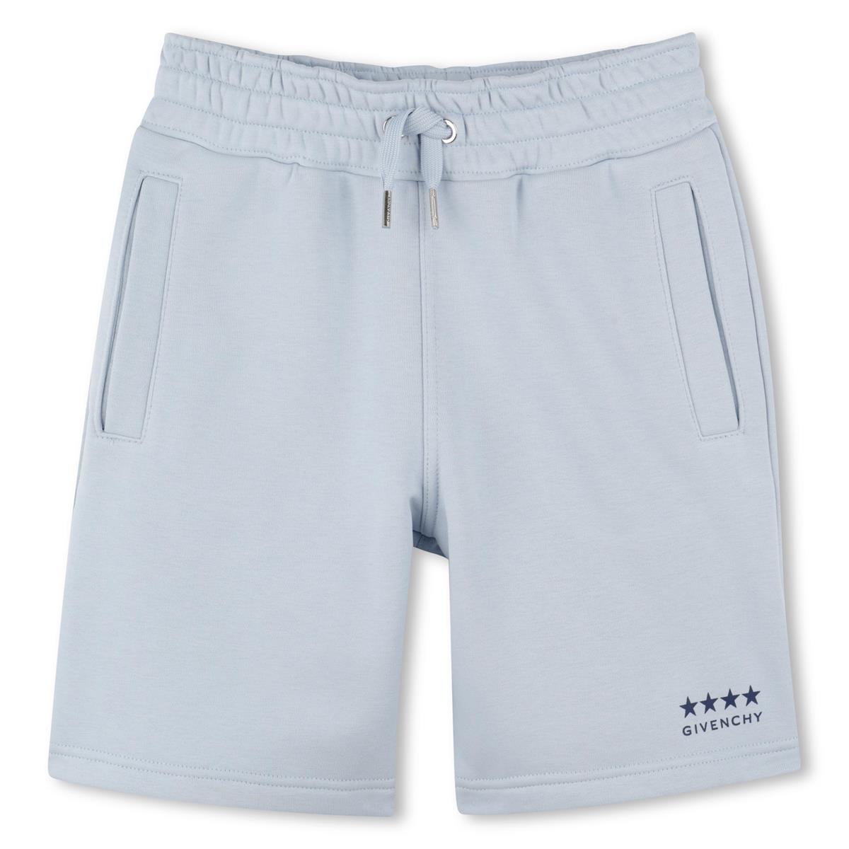 Boys Light Blue Logo Cotton Shorts