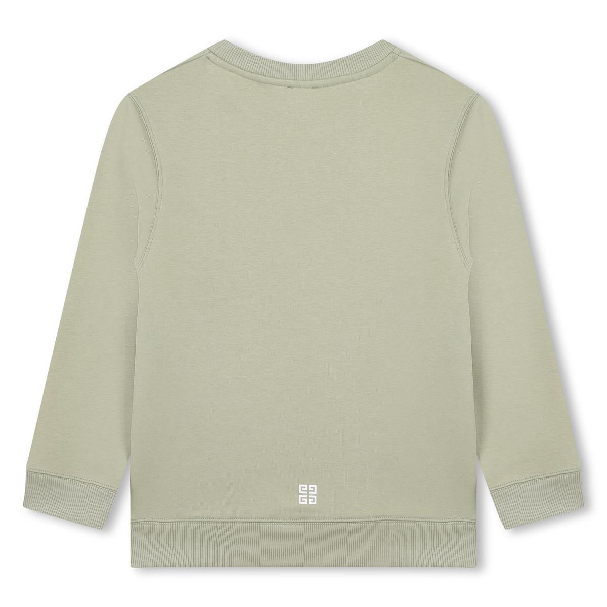 Boys Green Logo Cotton Sweatshirt