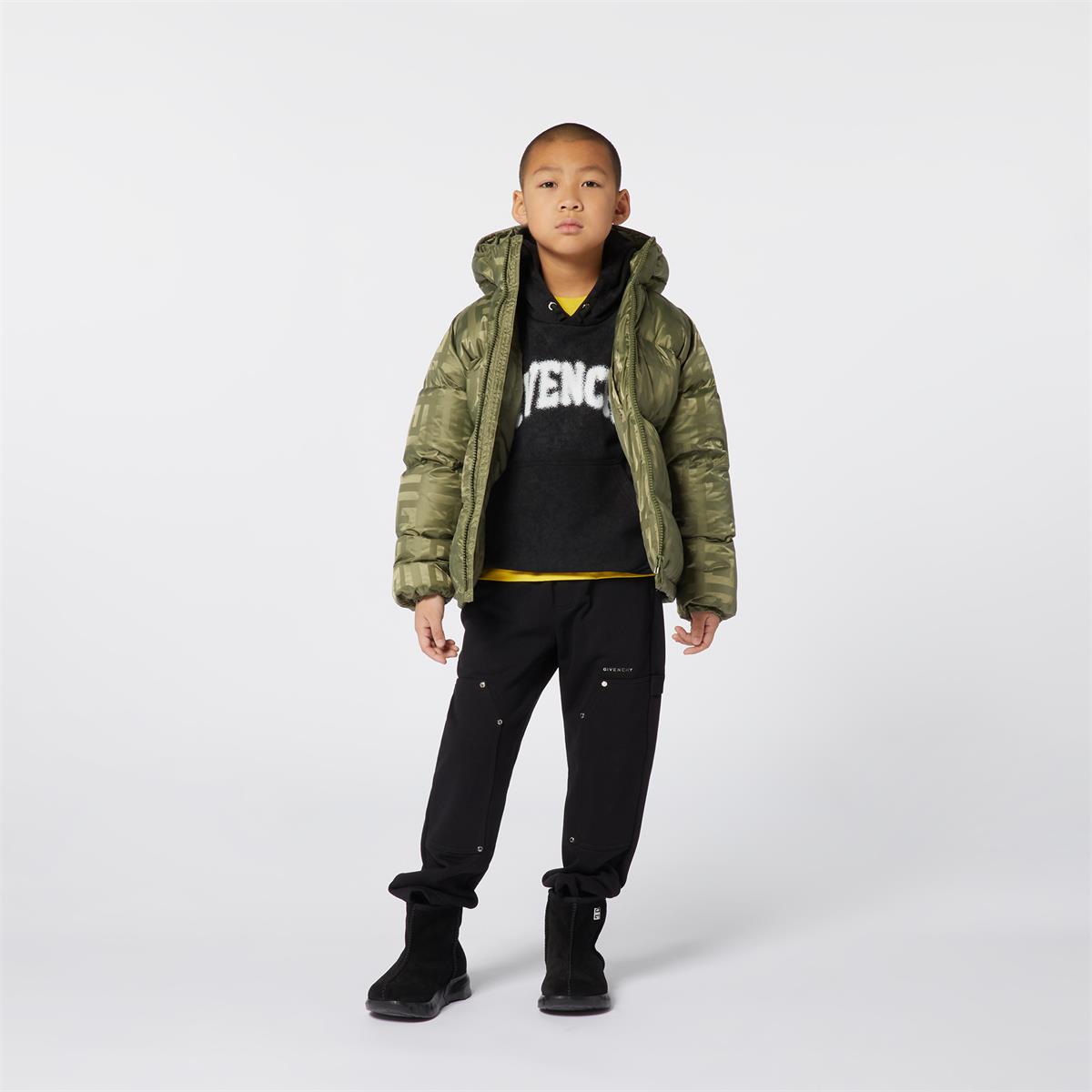 Boys Black Logo Hooded Cotton Sweatshirt