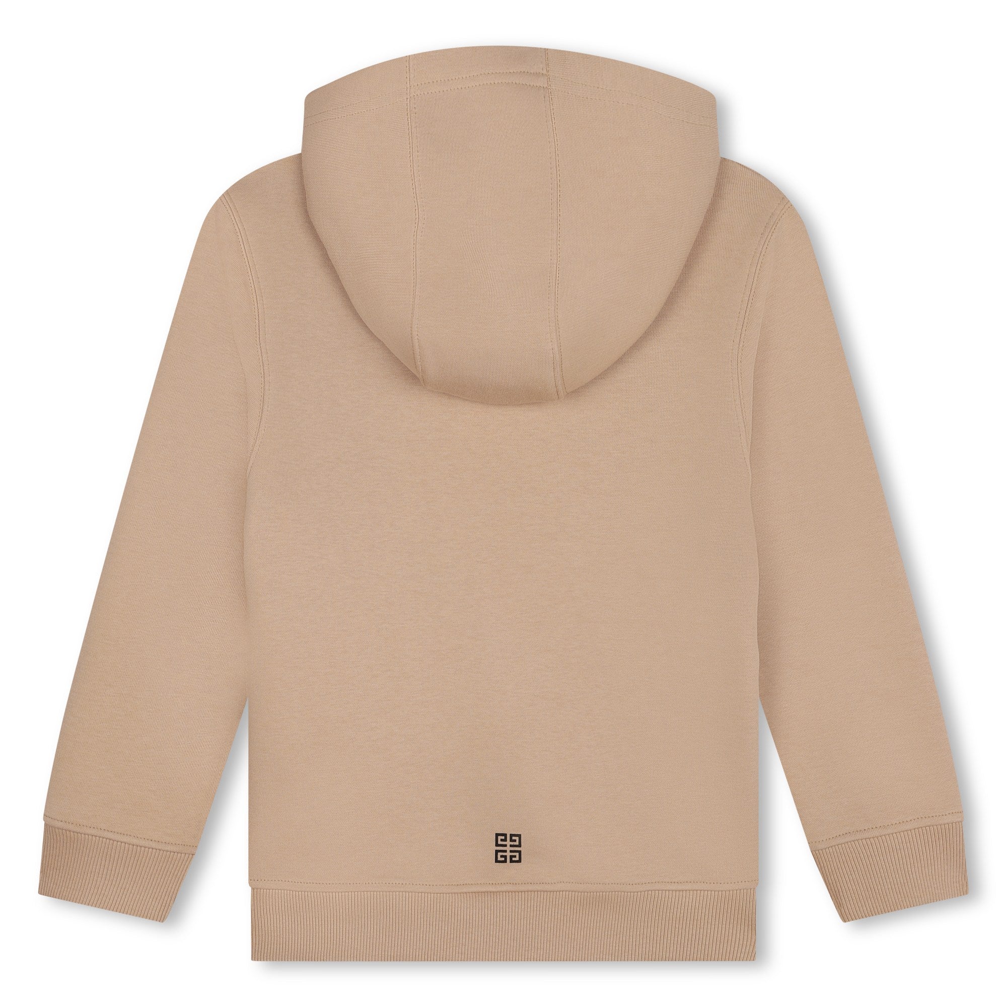 Boys Beige Logo Hooded Cotton Sweatshirt