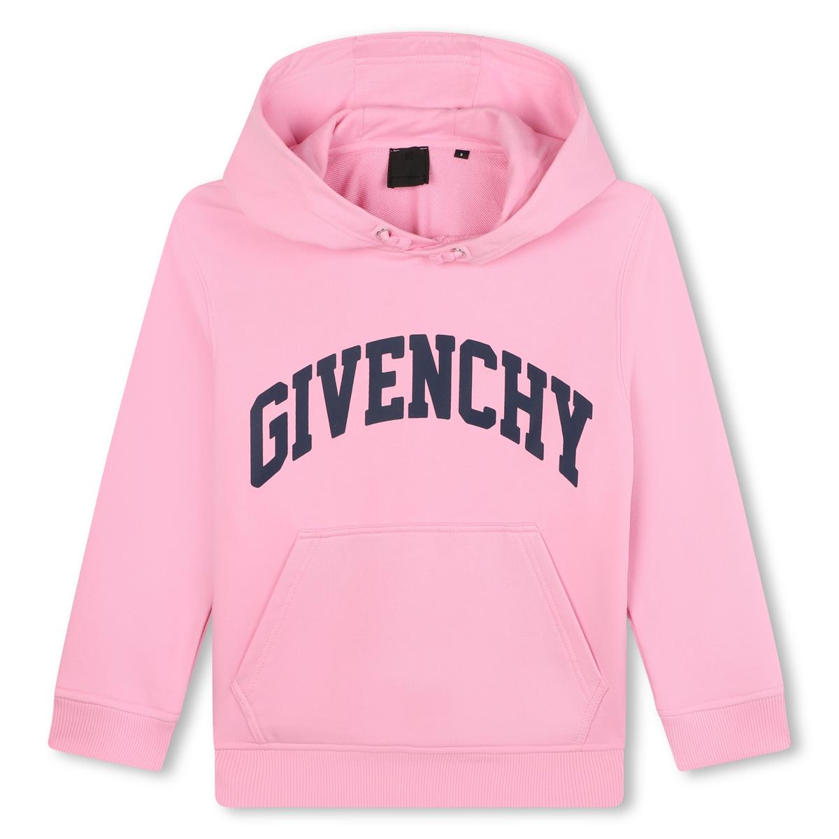 Boys Pink Logo Hooded Cotton Sweatshirt