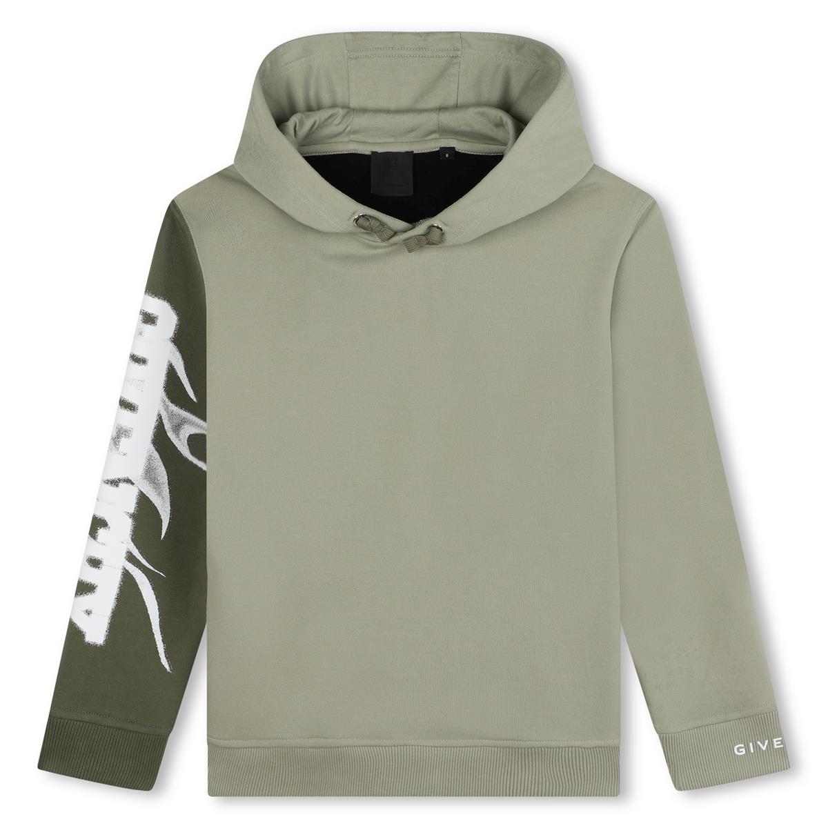 Boys Green Hooded Cotton Sweatshirt