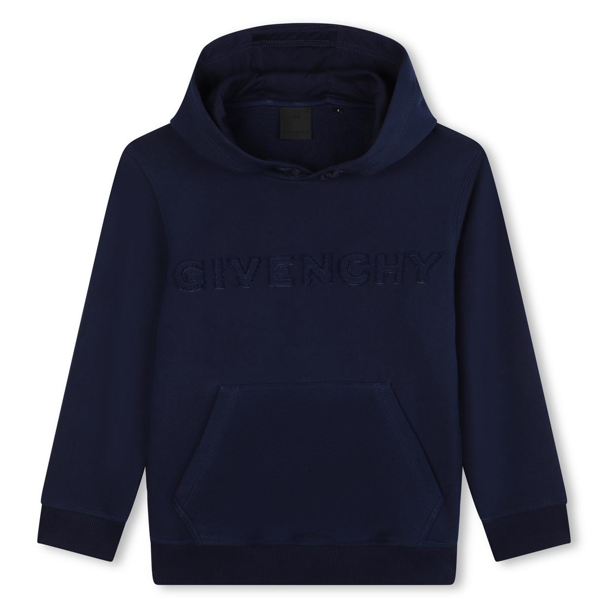 Boys Dark Blue Hooded Cotton Sweatshirt