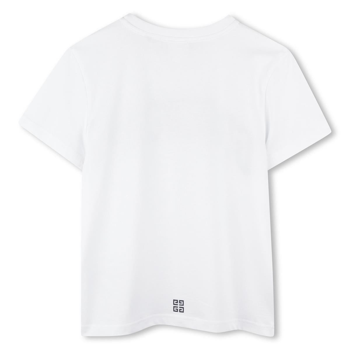 Boys White Logo Cotton T-Shirt