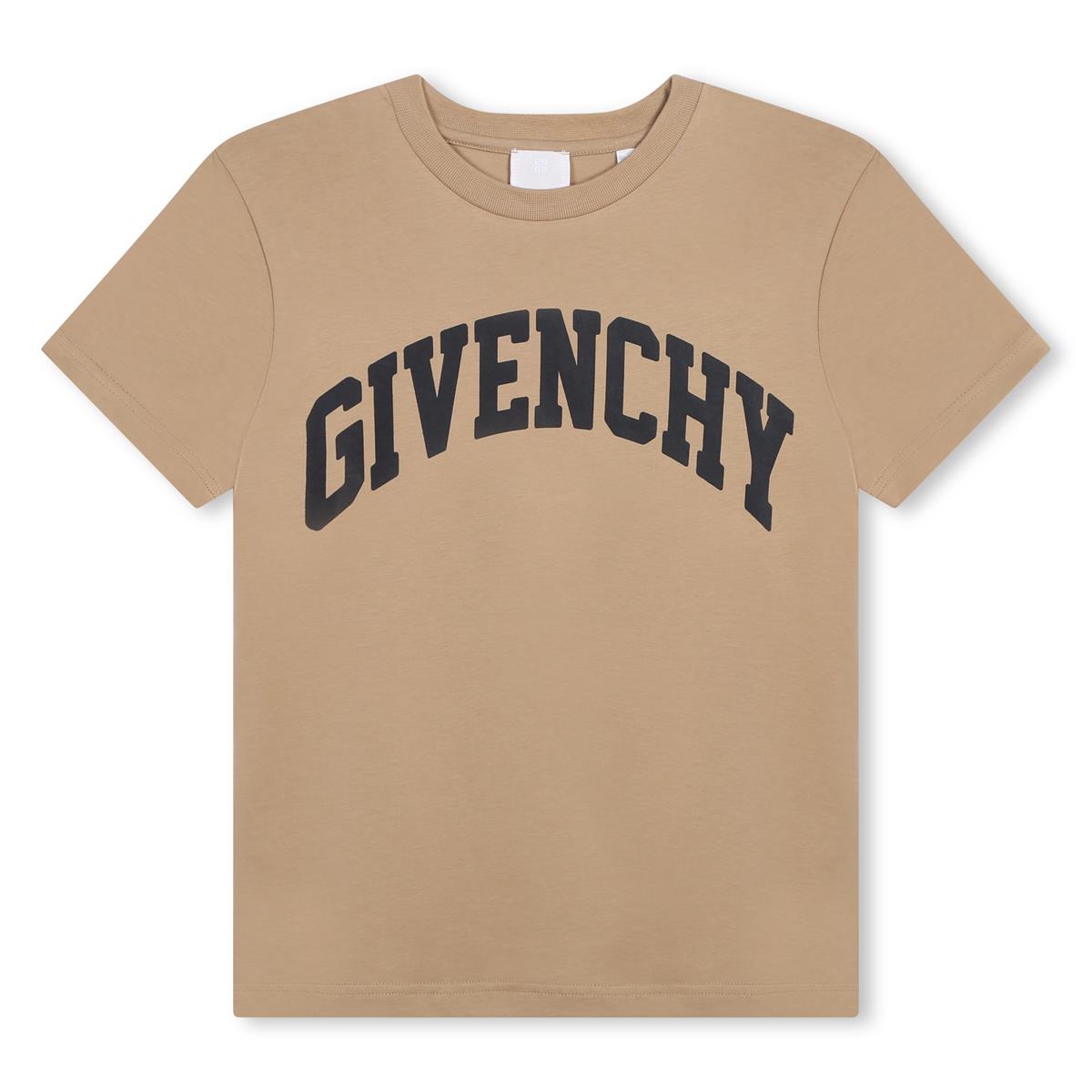 Boys Light Brown Logo Cotton T-Shirt