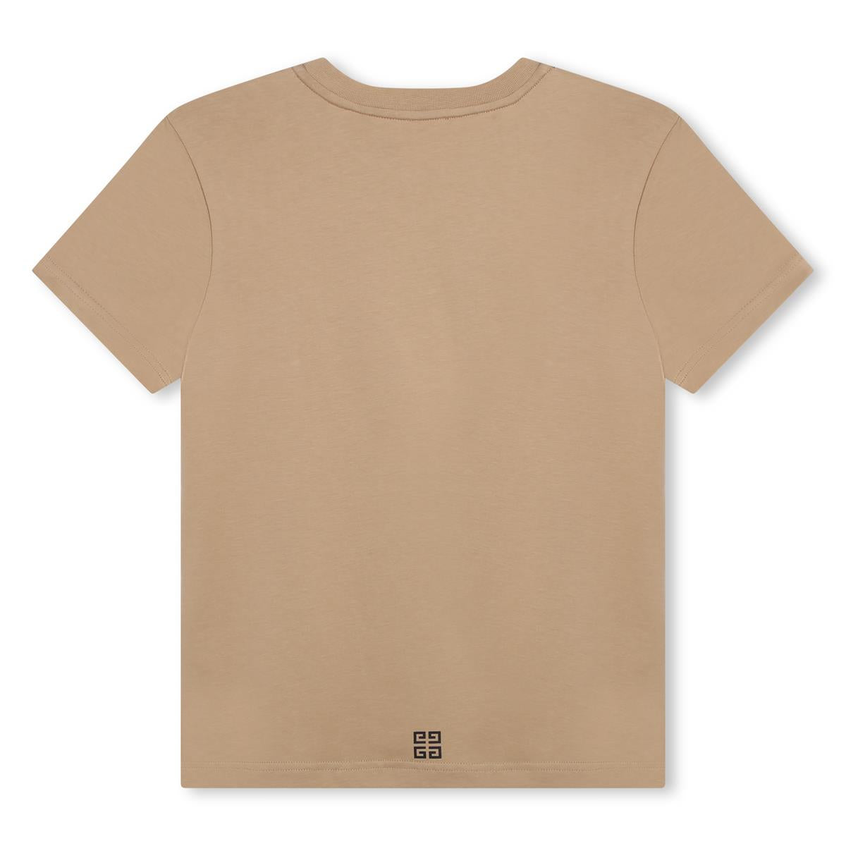 Boys Light Brown Logo Cotton T-Shirt