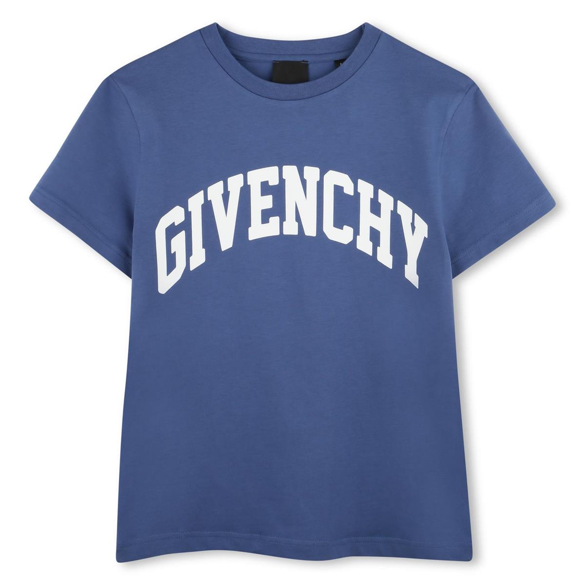 Boys Blue Logo Cotton T-Shirt