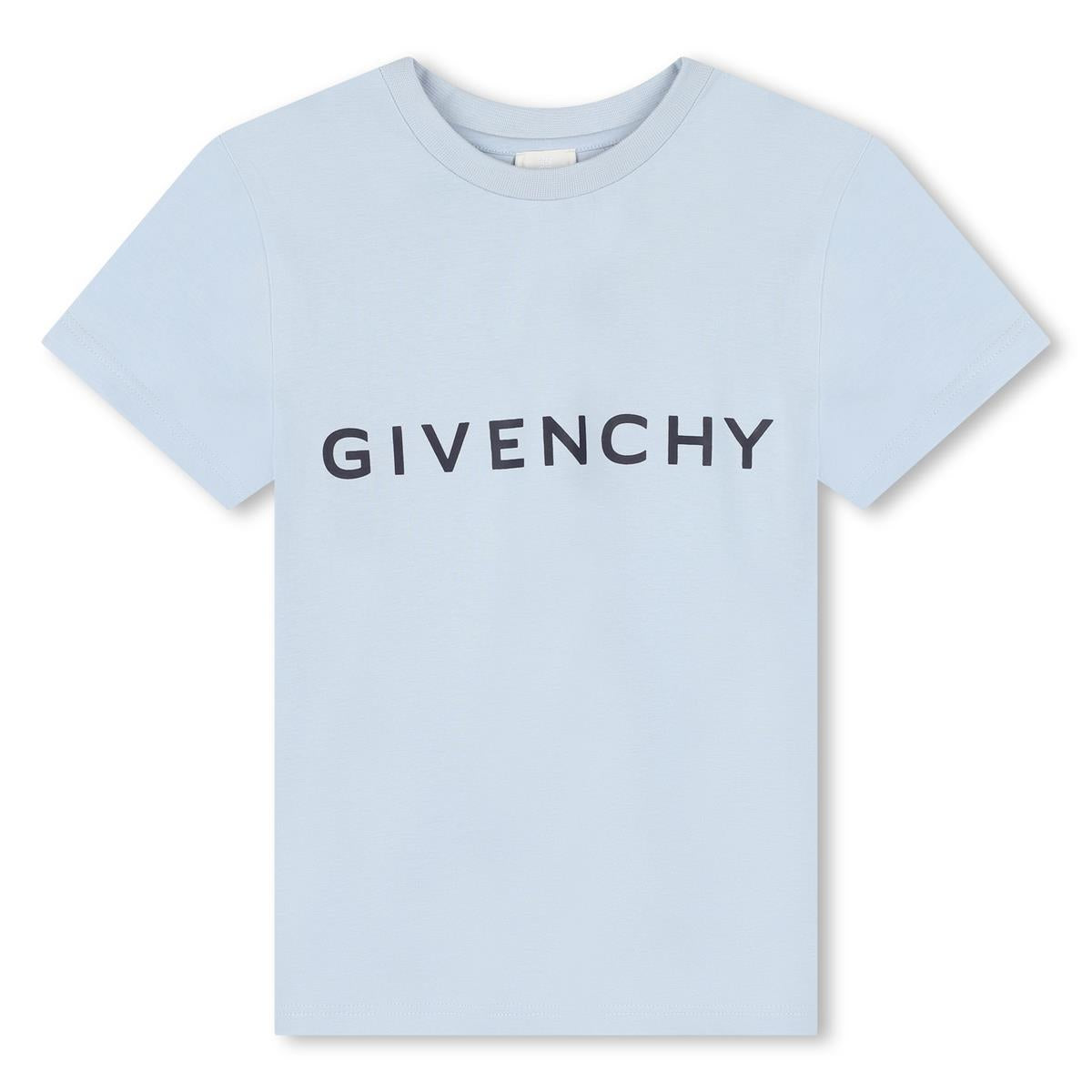 Boys Light Blue Logo Cotton T-Shirt