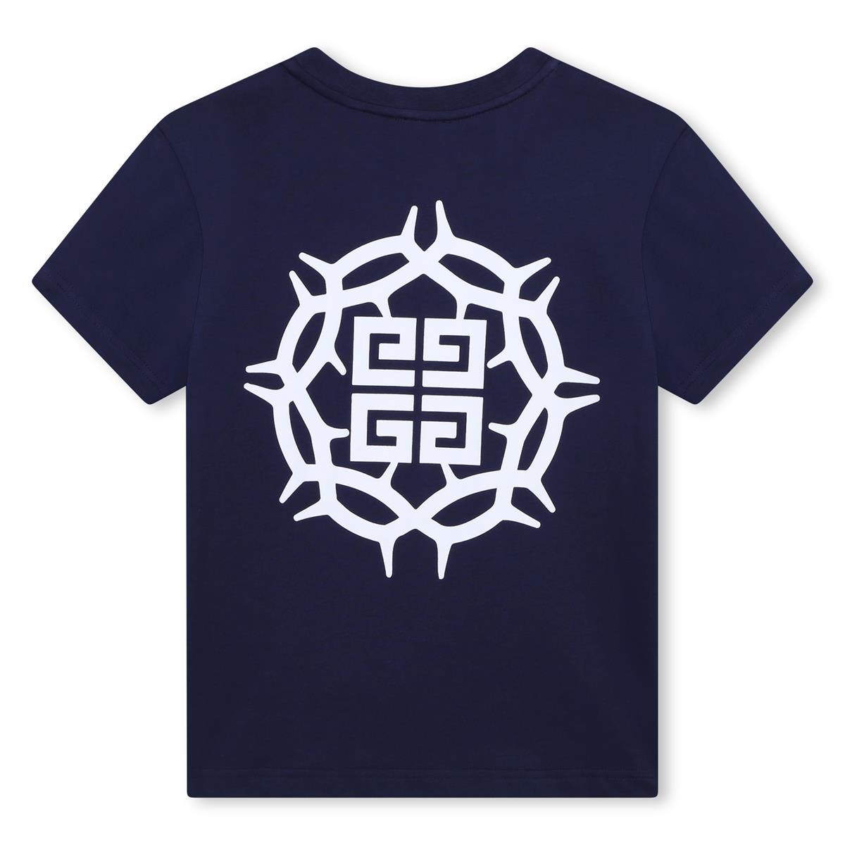 Boys Navy Logo Cotton T-Shirt