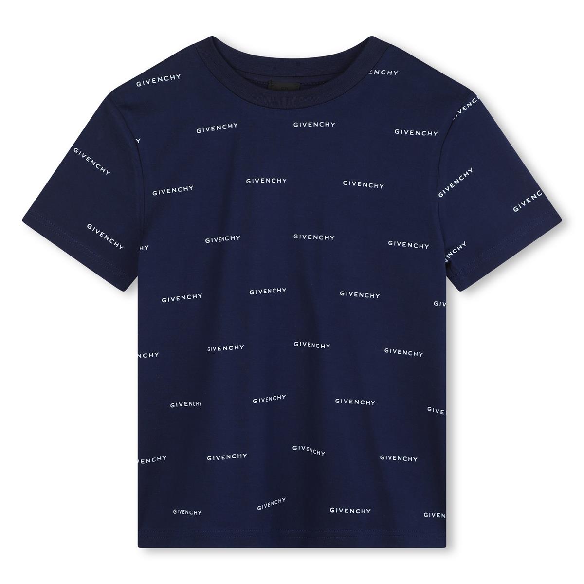 Boys Navy Logo Cotton T-Shirt