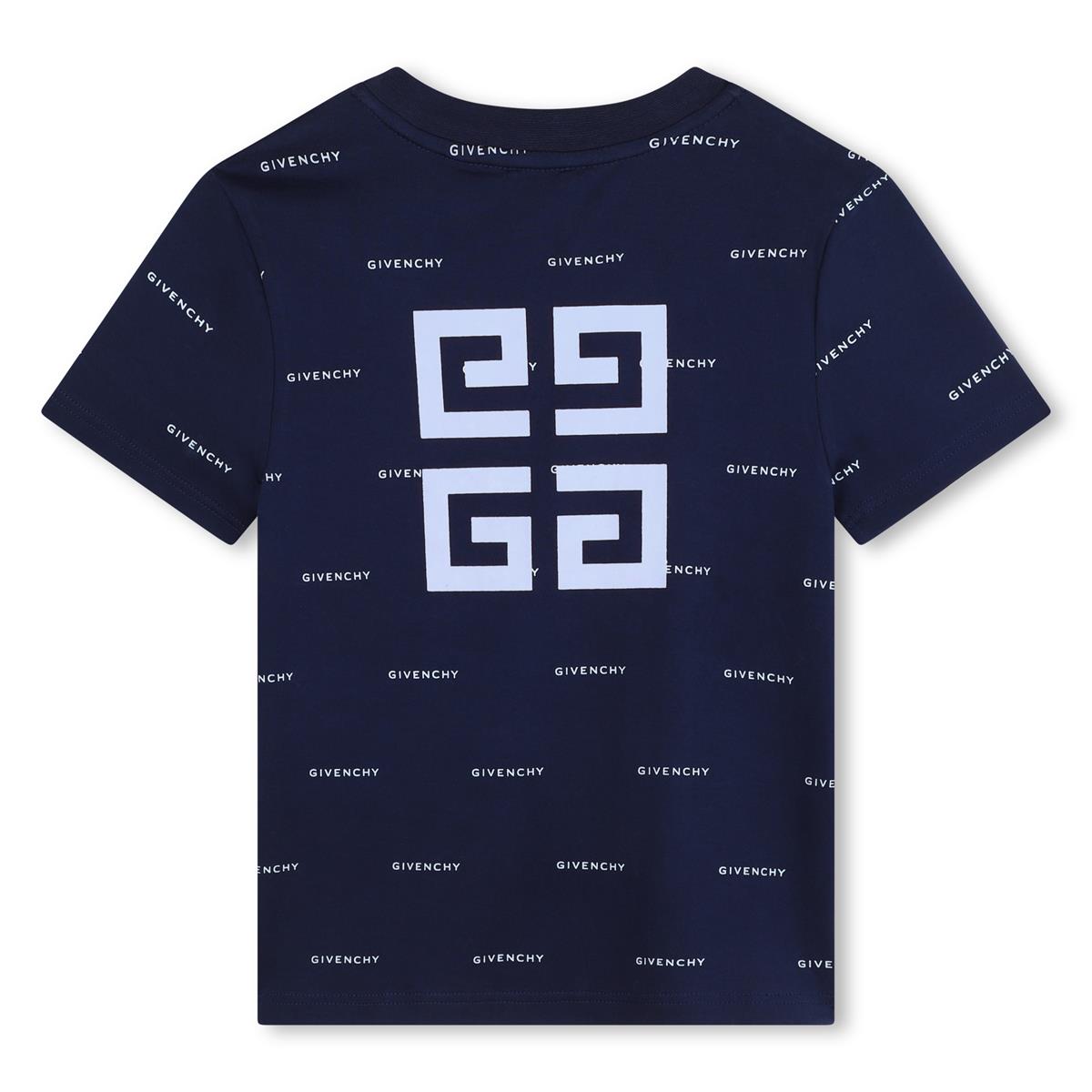 Boys Navy Logo Cotton T-Shirt