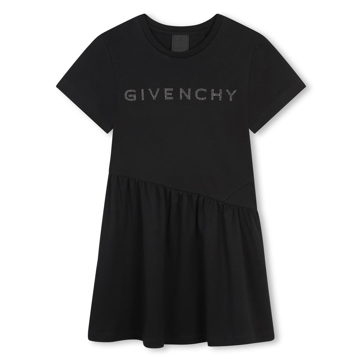 Girls Black Logo Cotton Dress