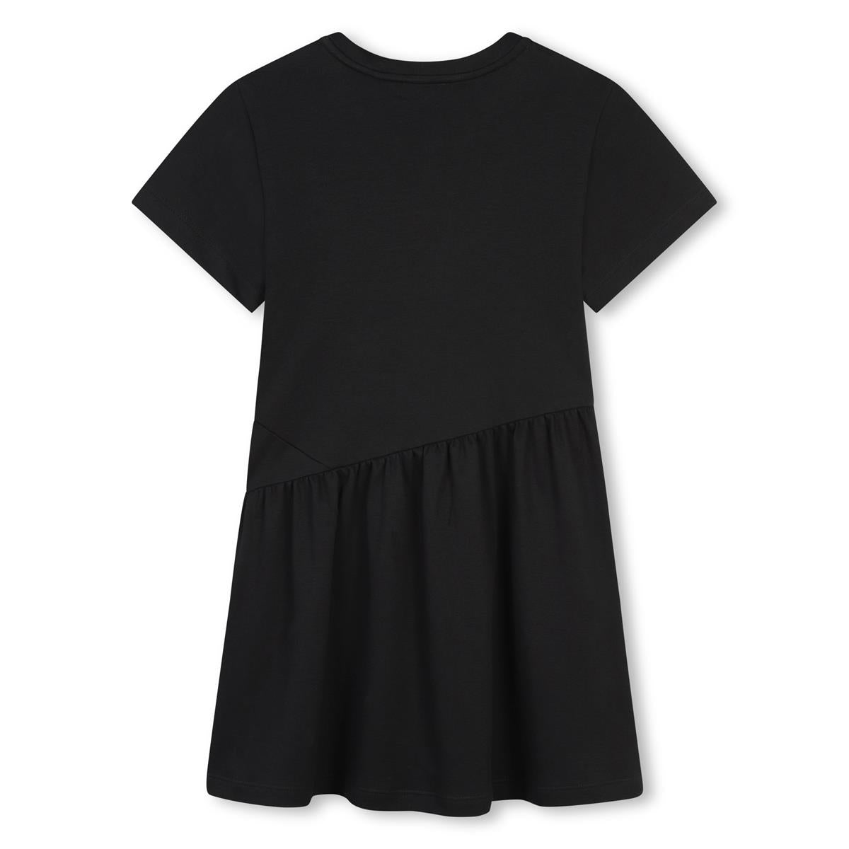 Girls Black Logo Cotton Dress