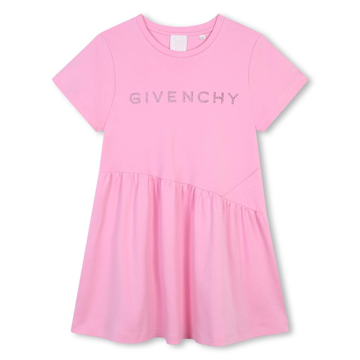 Girls Pink Logo Cotton Dress