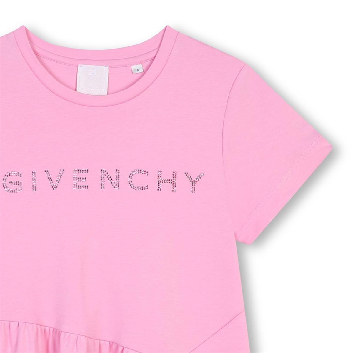 Girls Pink Logo Cotton Dress