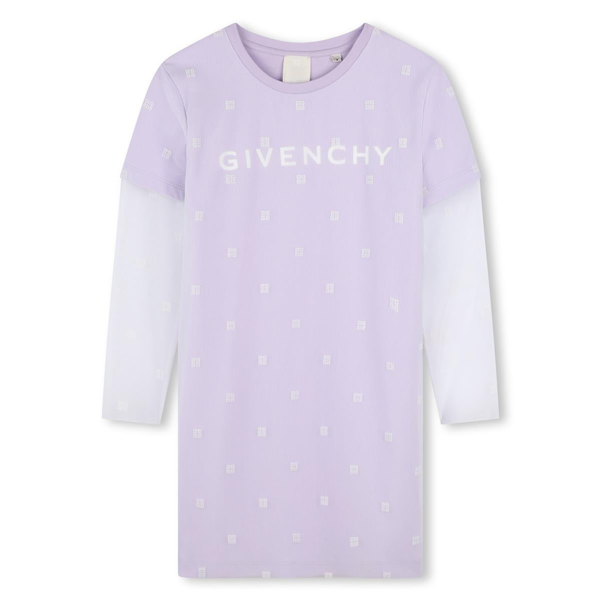 Girls Purple Logo Cotton Dress