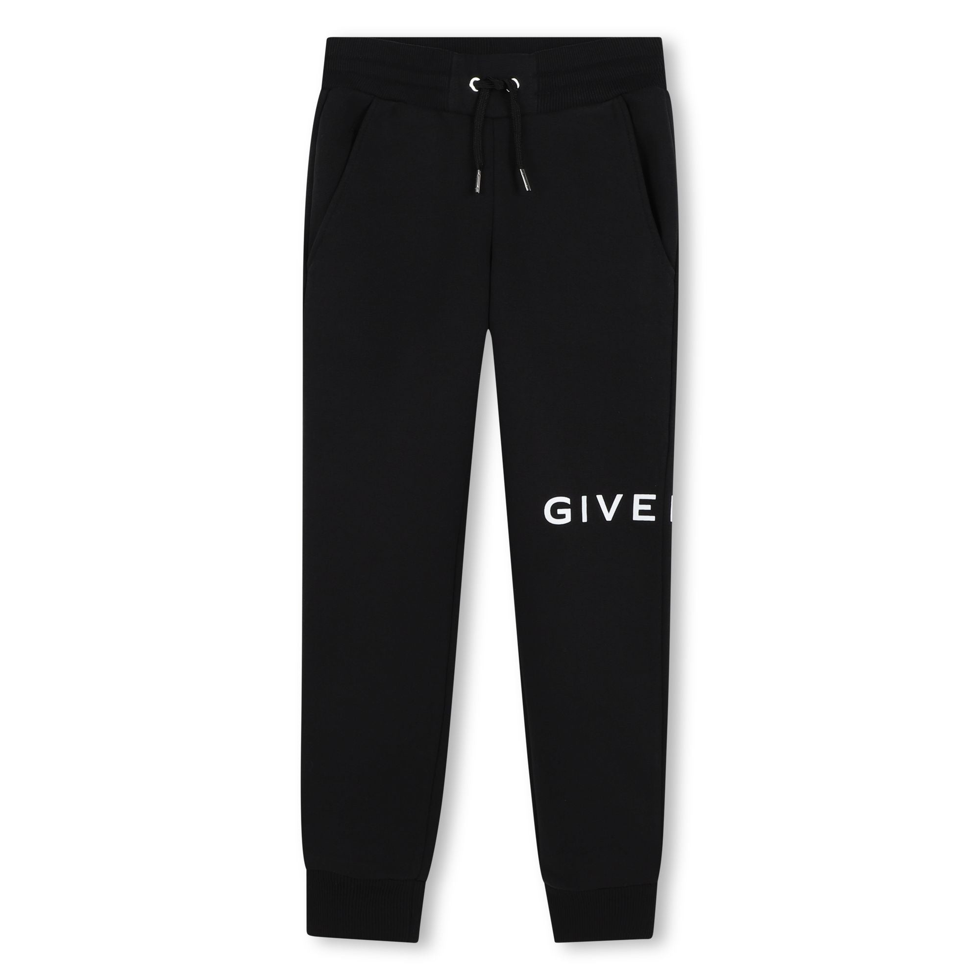 Girls Black Logo Cotton Trousers