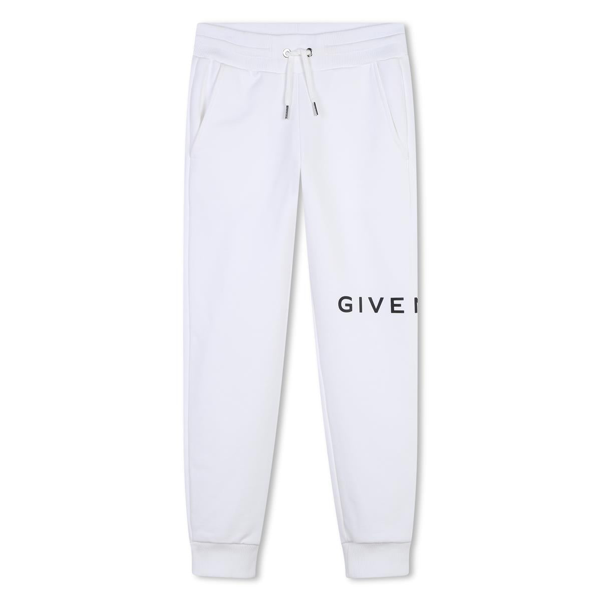 Girls White Logo Cotton Trousers