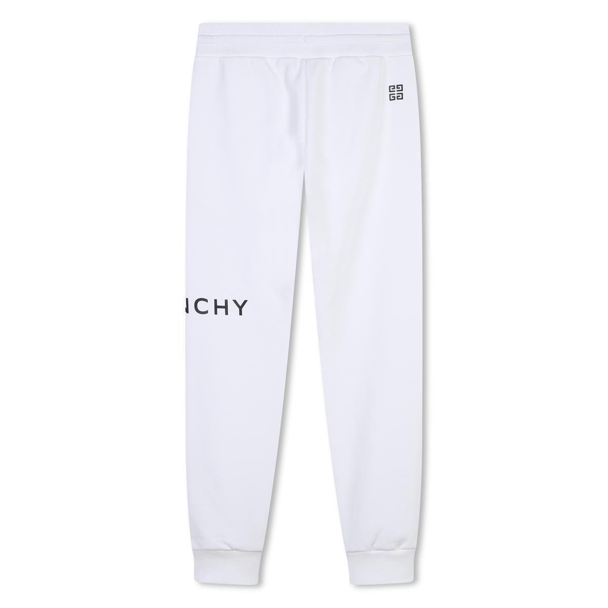 Girls White Logo Cotton Trousers