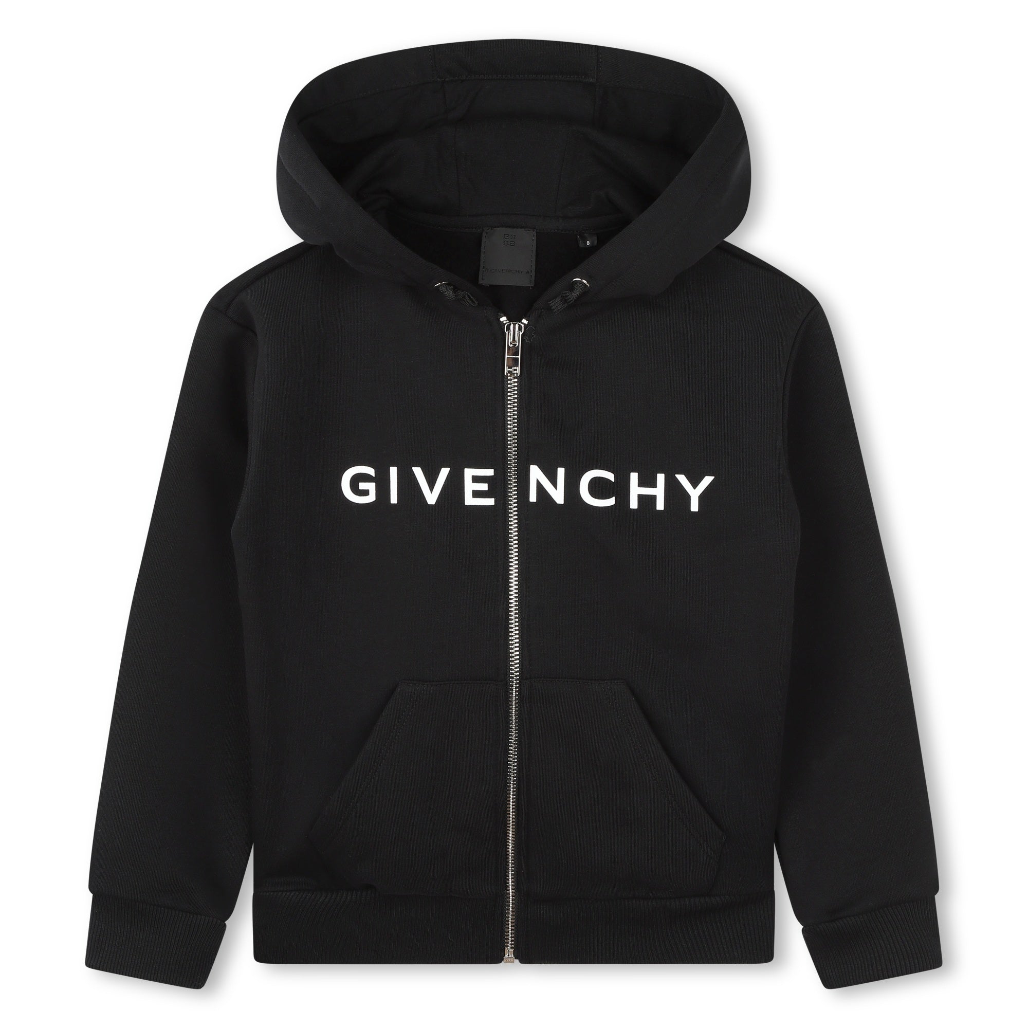 Girls Black Cotton Zip-Up Top