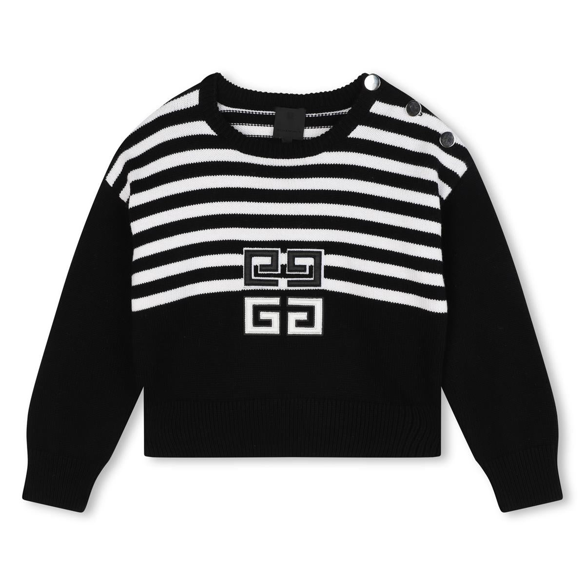 Girls Black Stripes Cotton Sweater