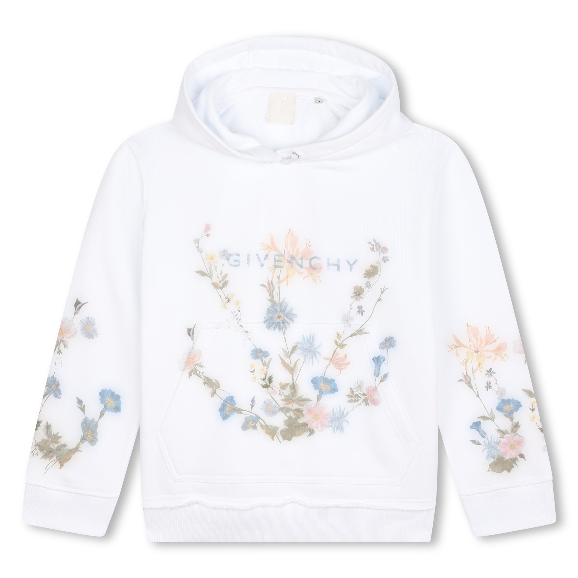 Girls White Hooded Cotton Sweatshirt