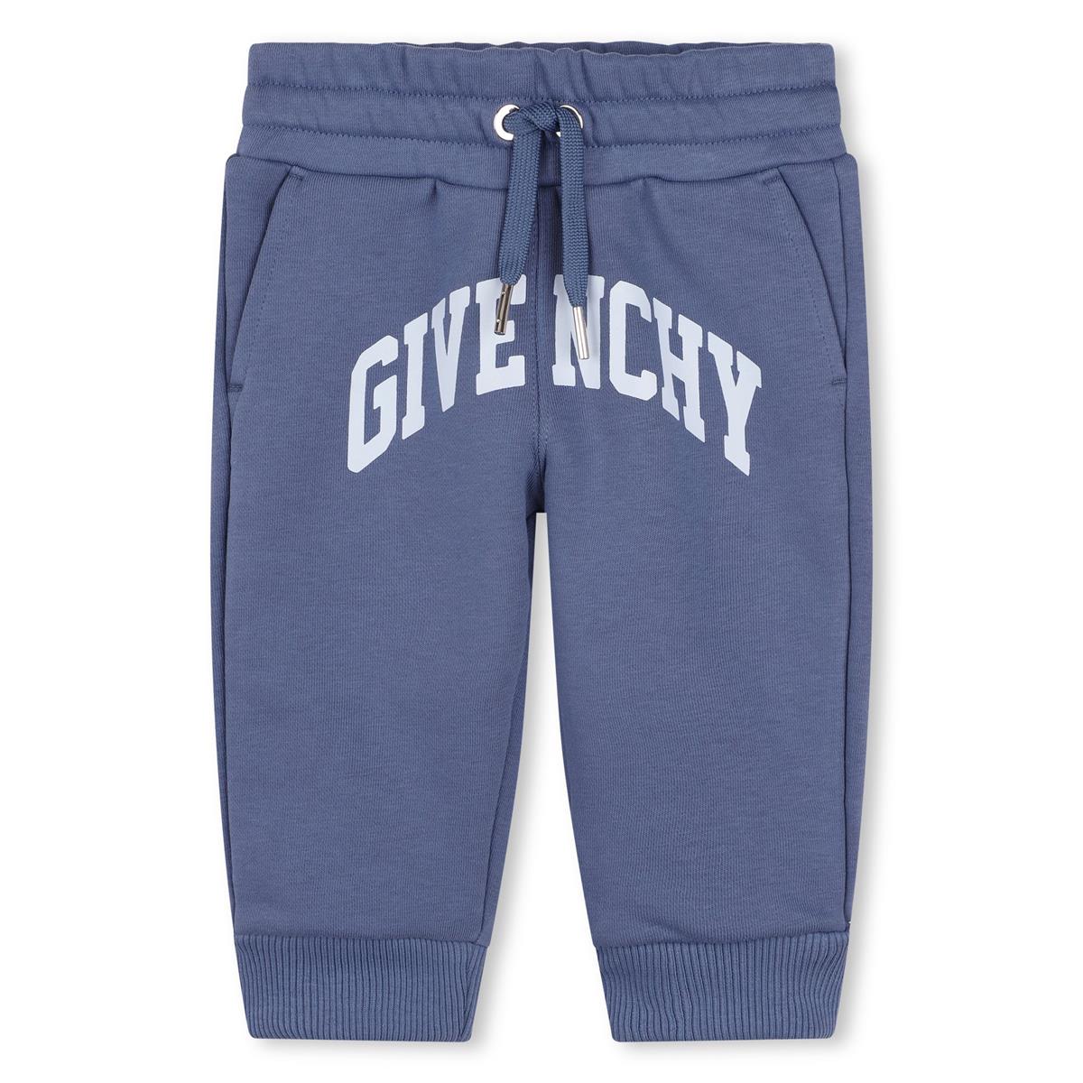 Baby Boys Blue Logo Cotton Trousers