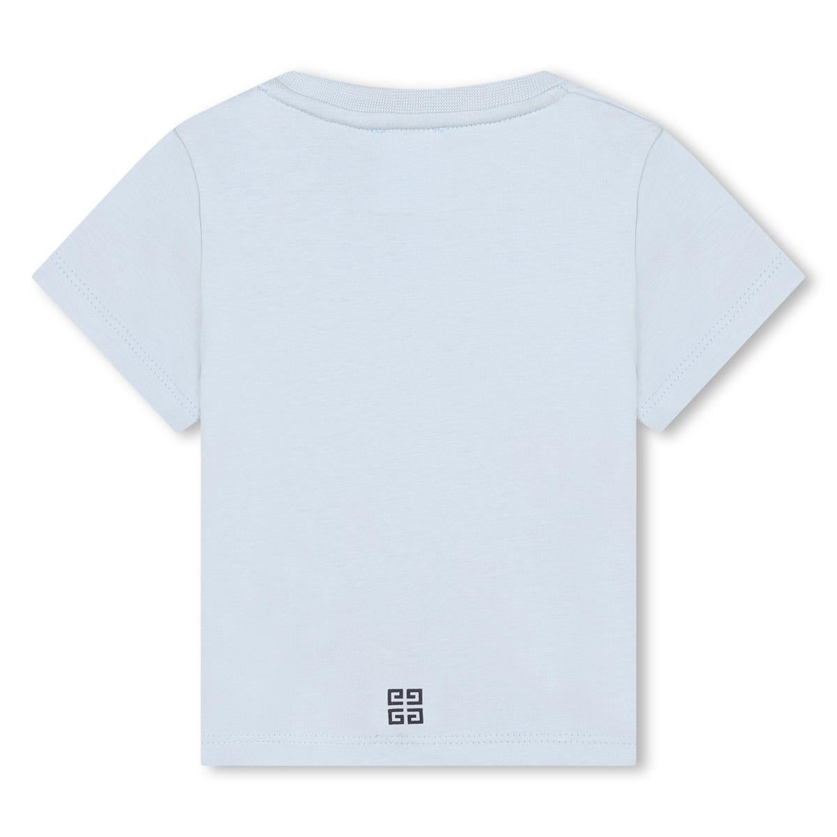 Baby Boys Light Blue Logo Cotton T-Shirt