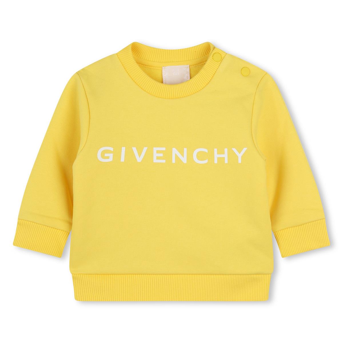 Baby Boys & Girls Yellow Logo Cotton Sweatshirt