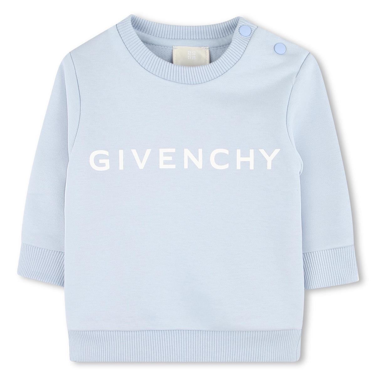 Baby Boys & Girls Light Blue Logo Cotton Sweatshirt