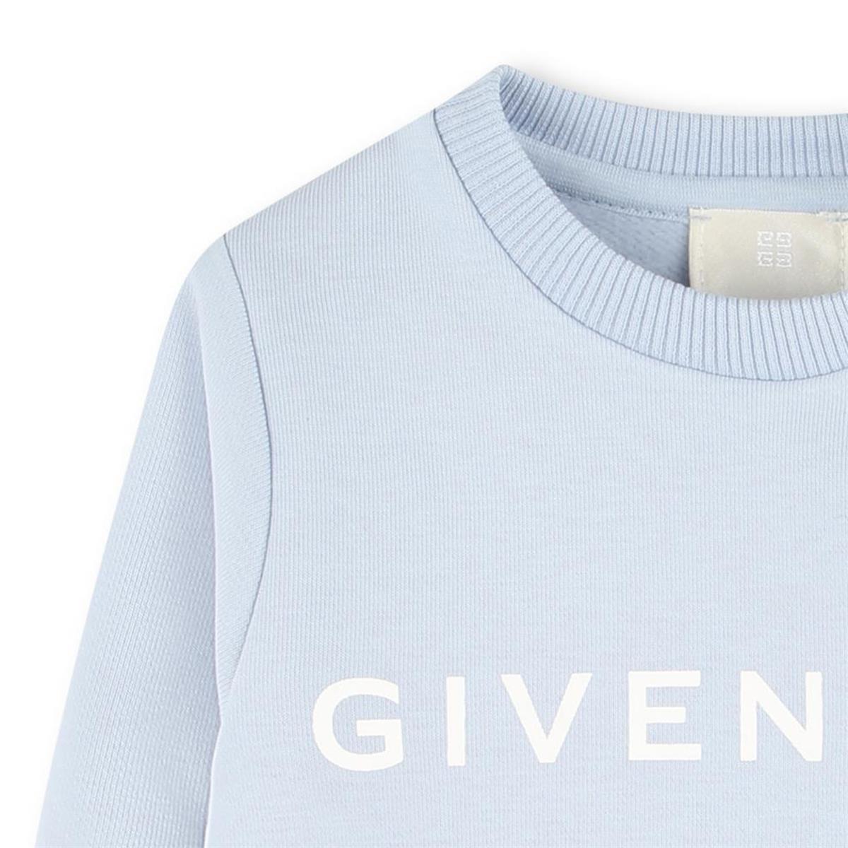 Baby Boys & Girls Light Blue Logo Cotton Sweatshirt