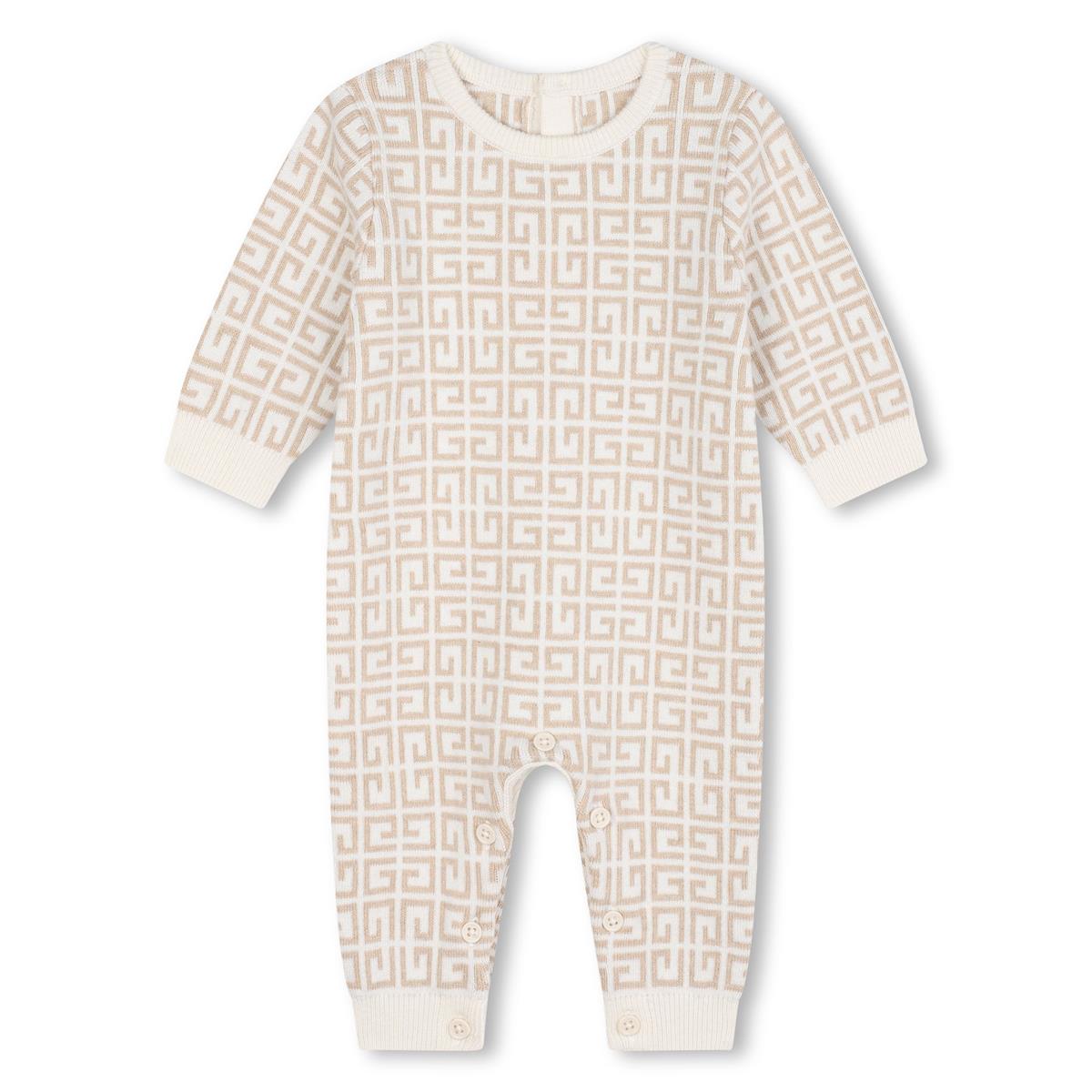 Baby Boys & Girls Beige Cotton Babysuit Set