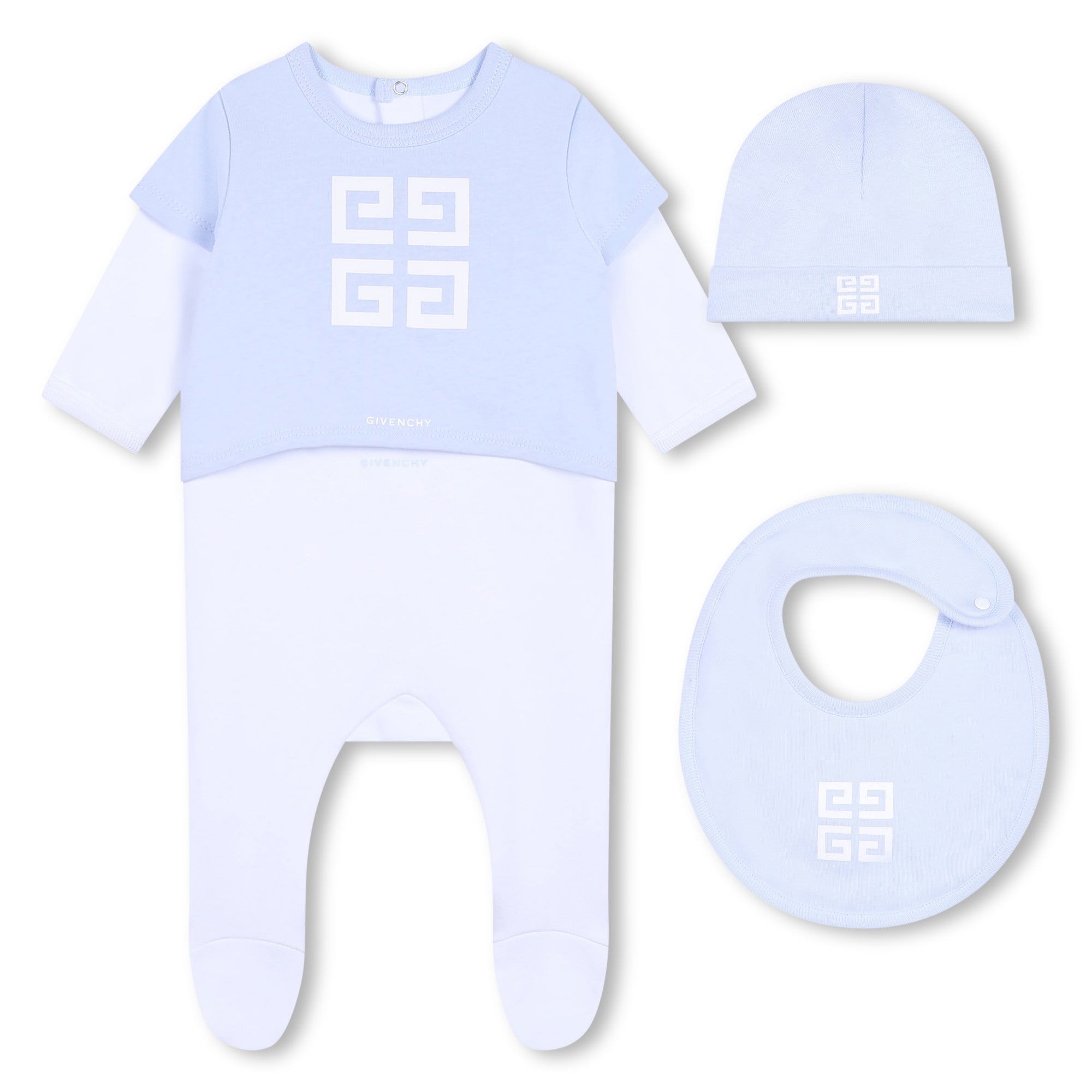 Baby Boys & Girls Light Blue Cotton Babysuit Set