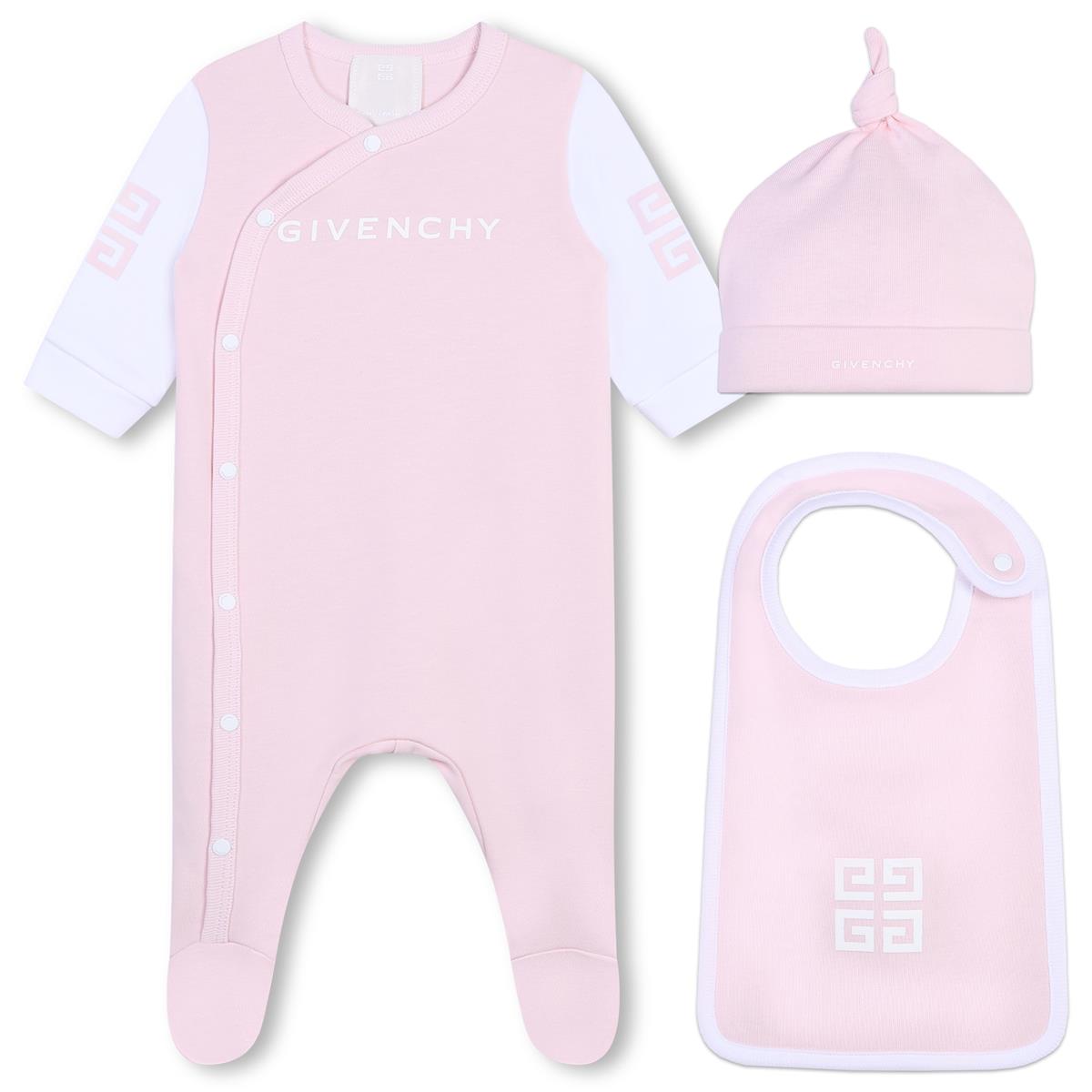 Baby Girls Pink Cotton Babysuit Set