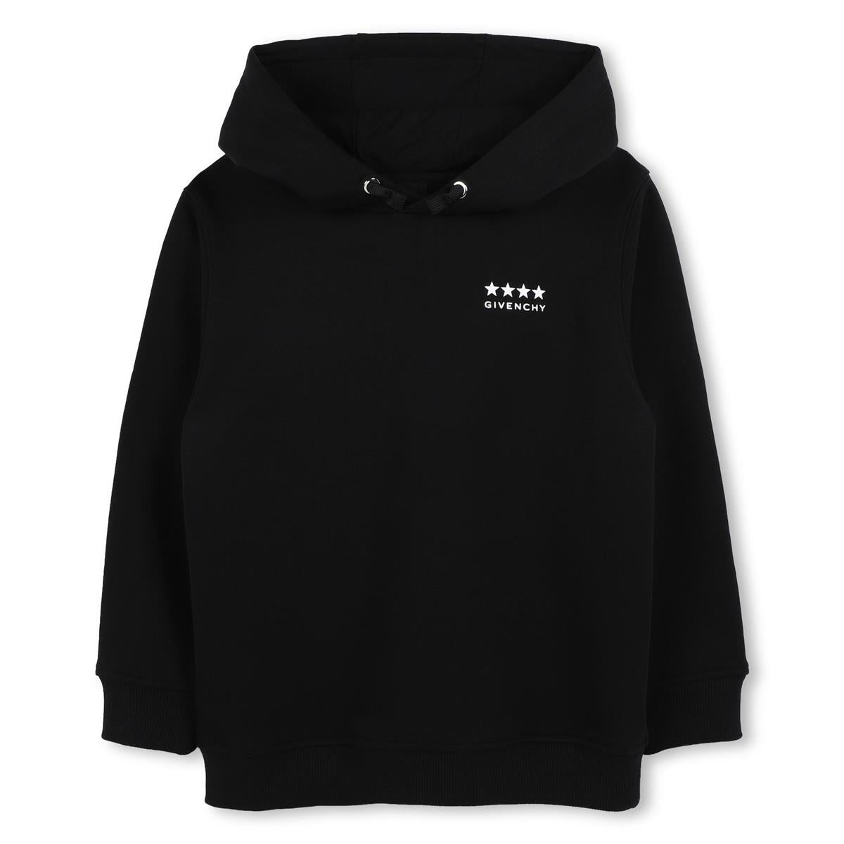 Boys Black Hooded Cotton Sweatshirt