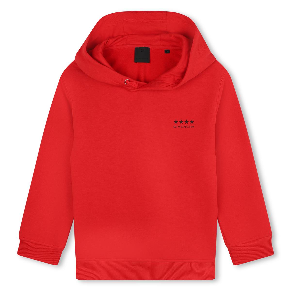 Boys Red Hooded Cotton Sweatshirt