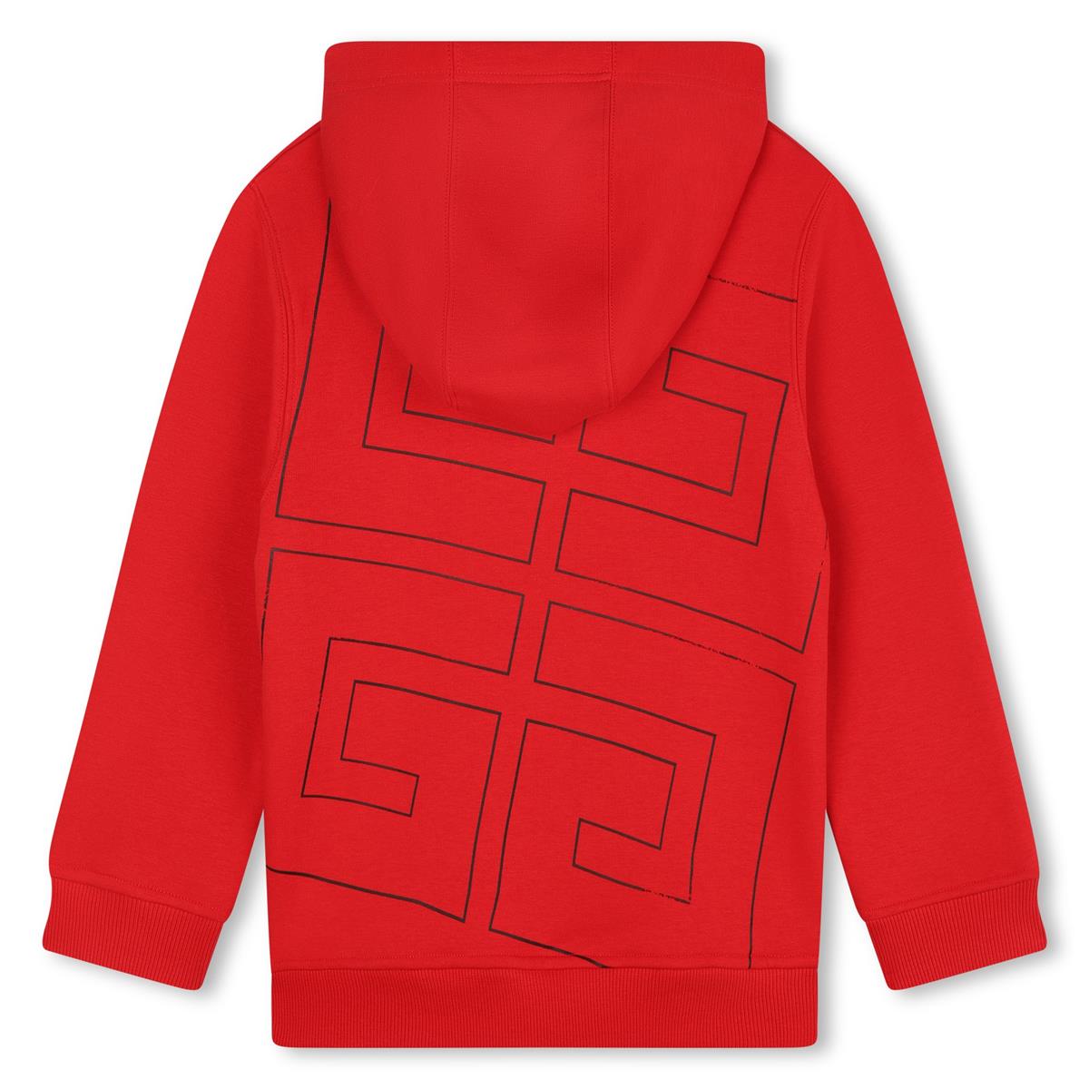 Boys Red Hooded Cotton Sweatshirt