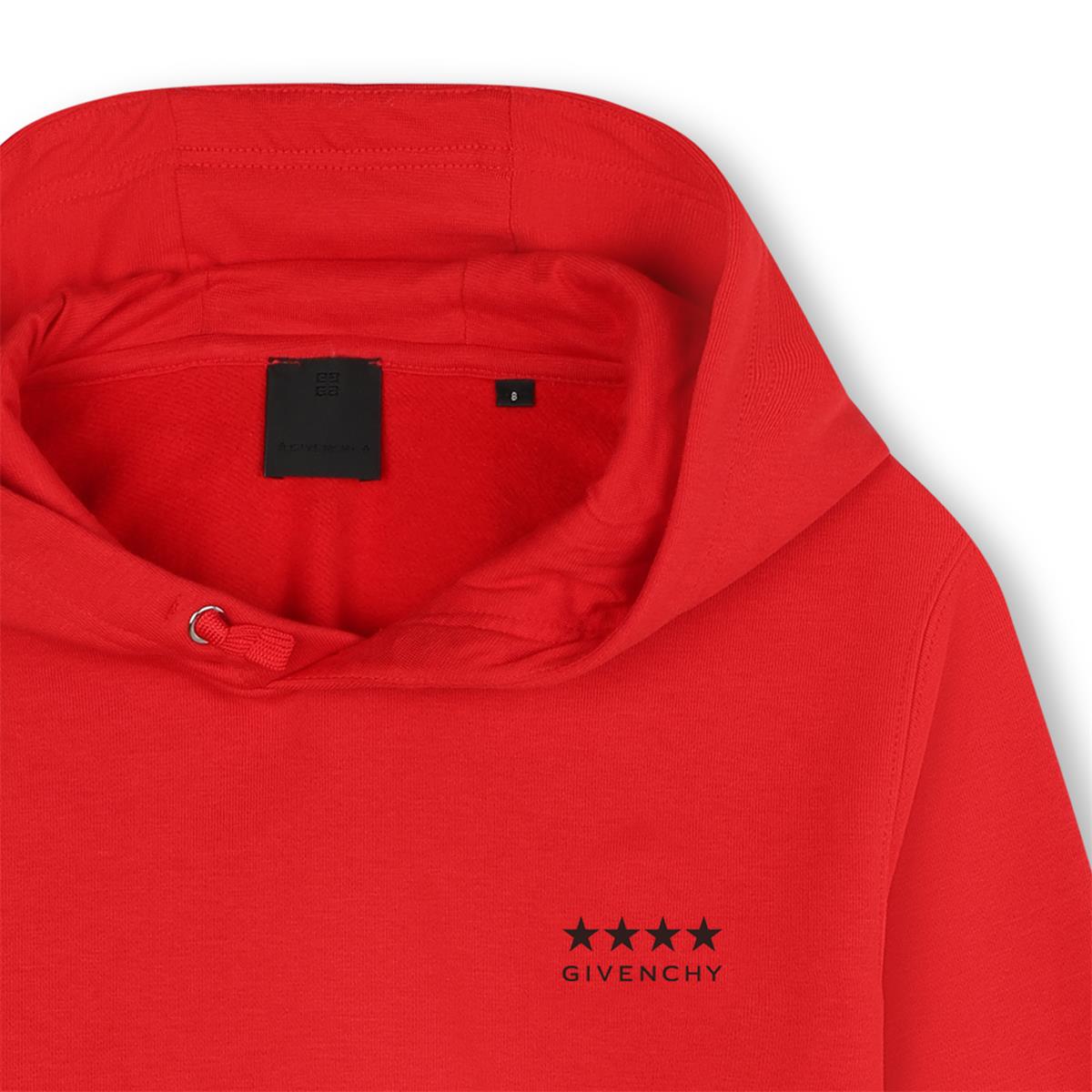 Boys Red Hooded Cotton Sweatshirt