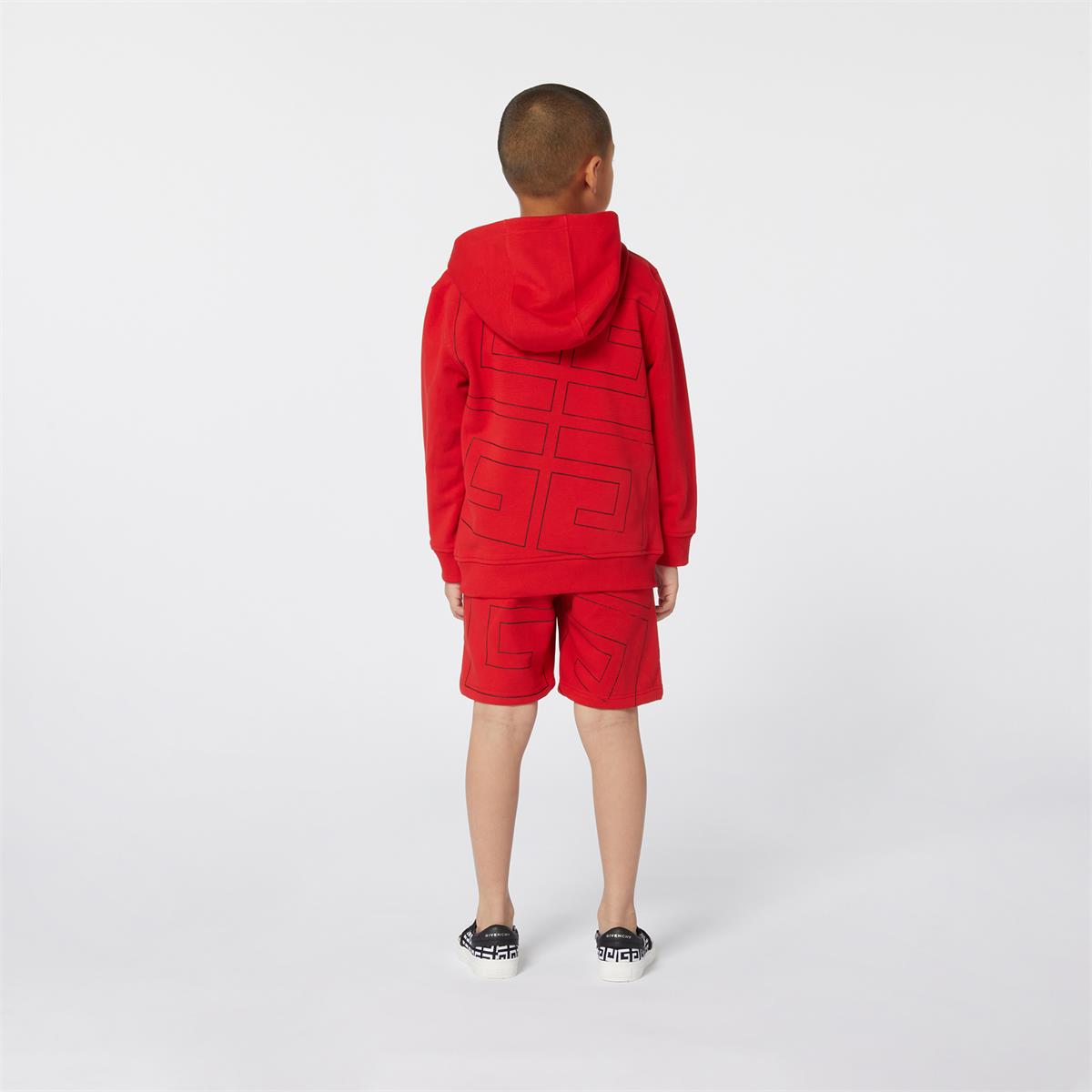 Boys Red Hooded Cotton Sweatshirt