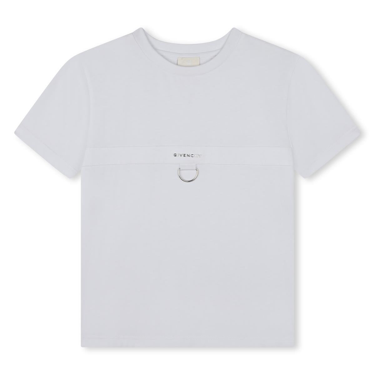 Boys White Logo Cotton T-Shirt