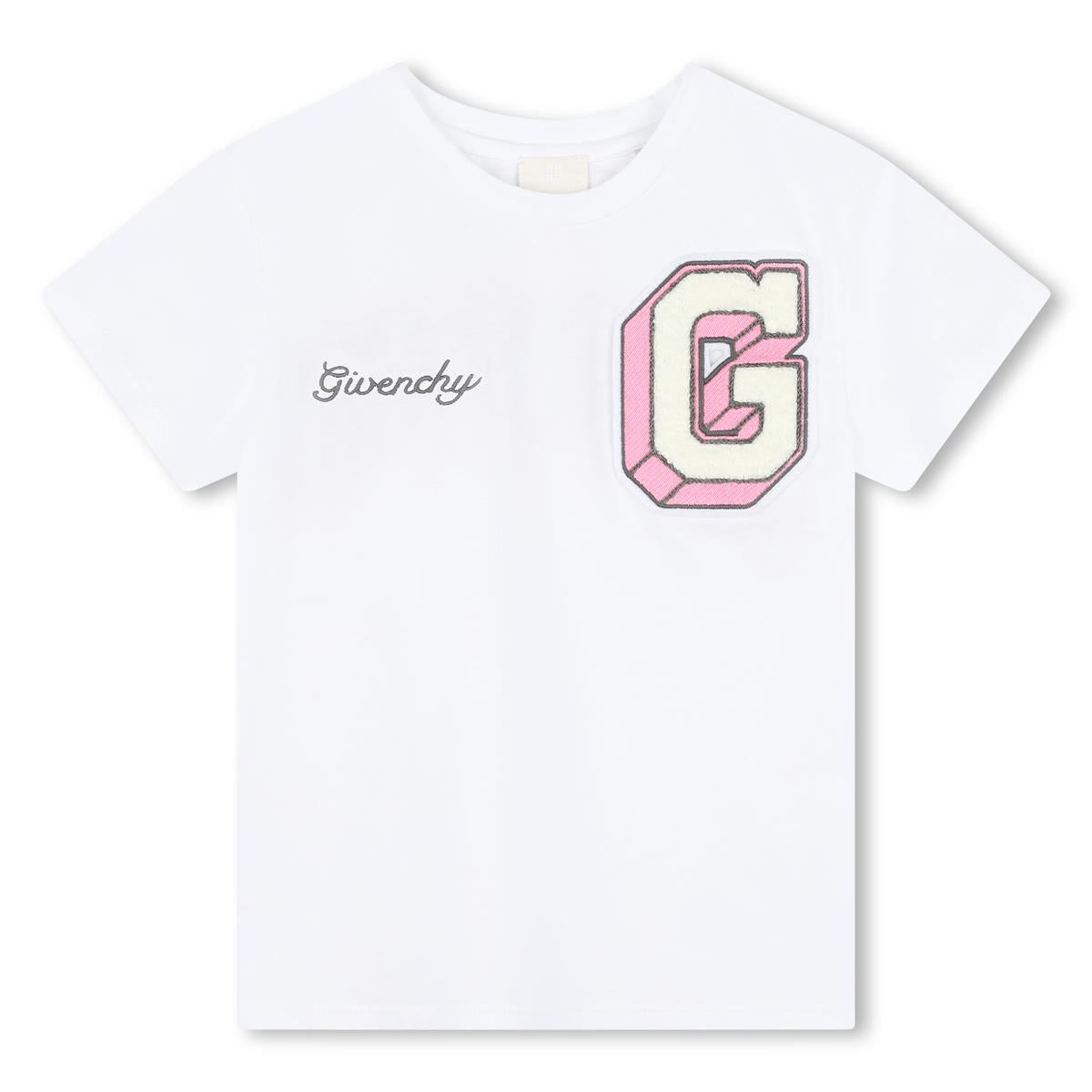 Girls White Cotton T-Shirt