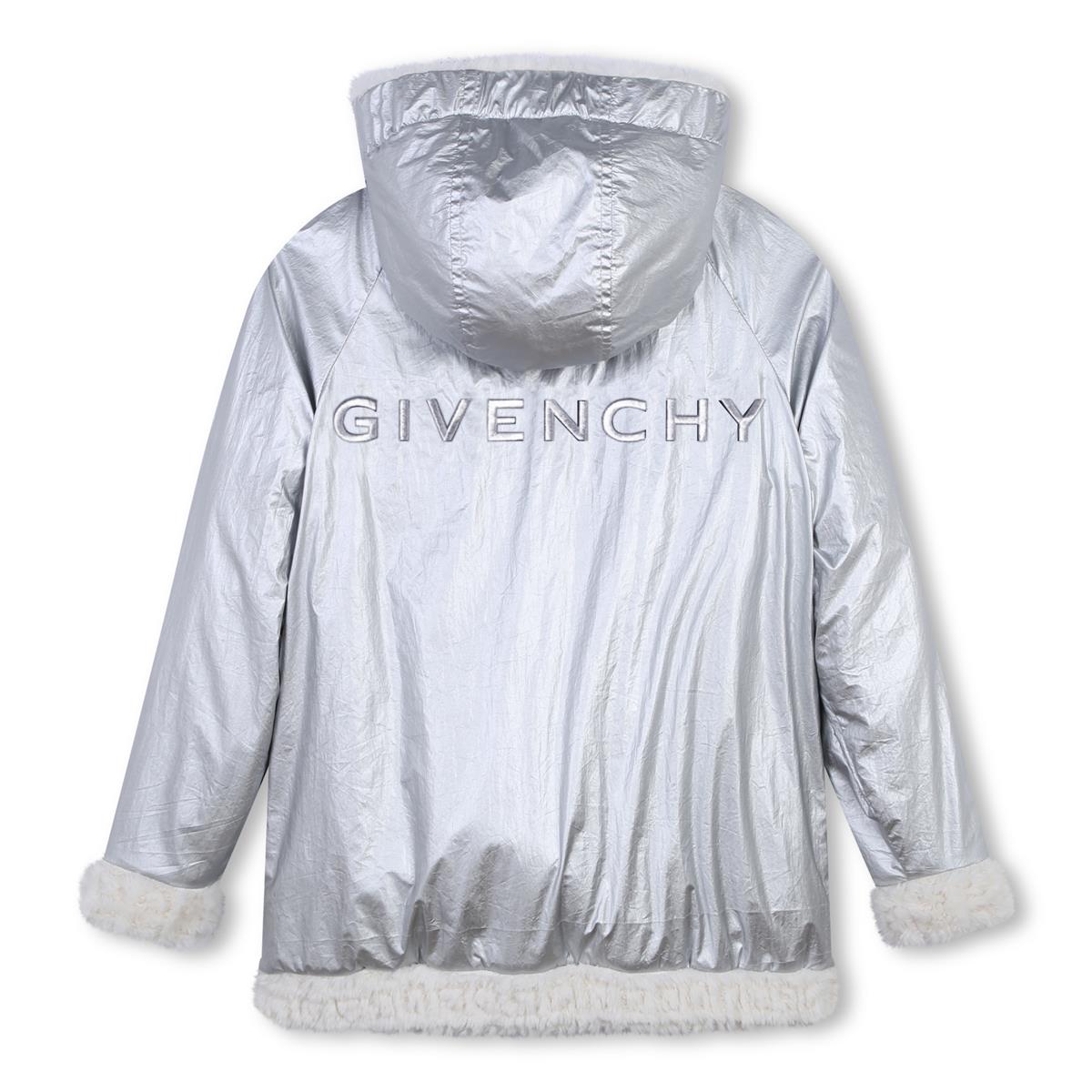 Girls Silver Zip-Up Coat