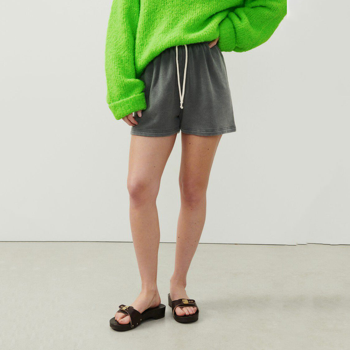 Women Dark Grey Cotton Shorts