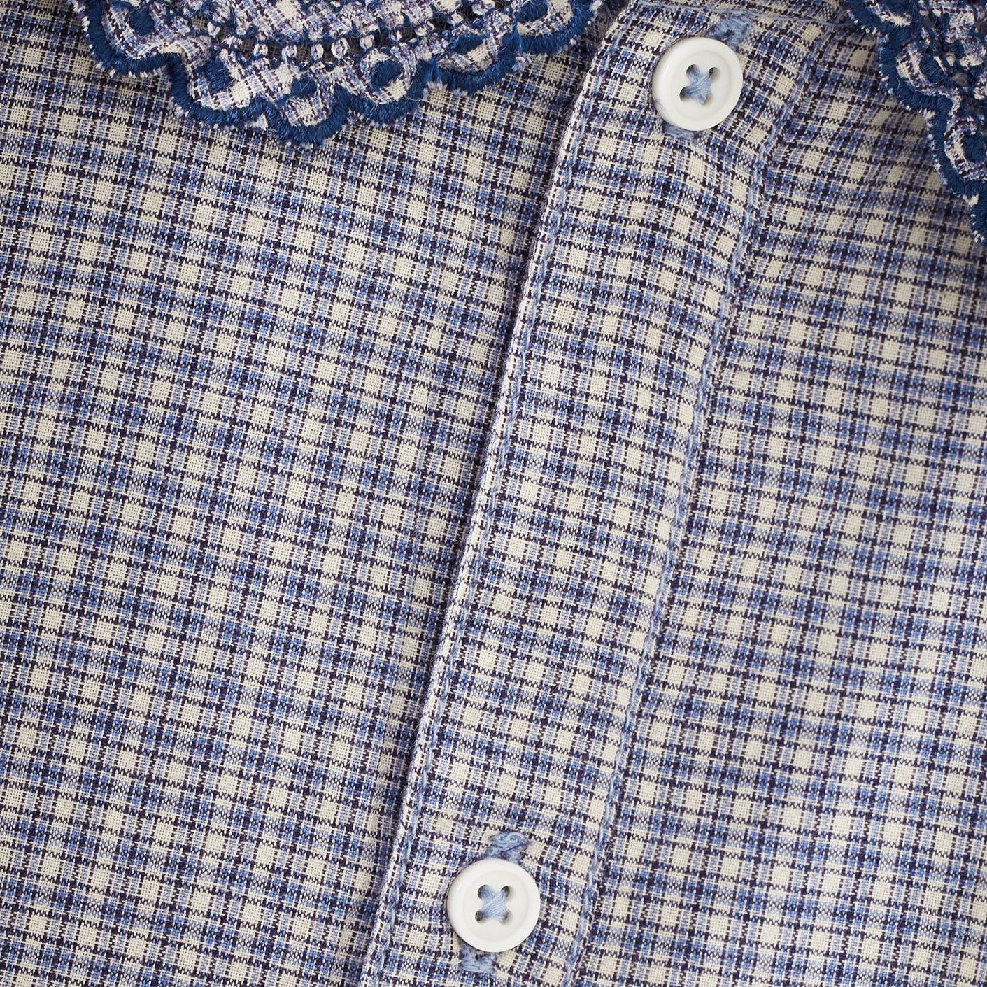 Girls Blue Check Cotton Top