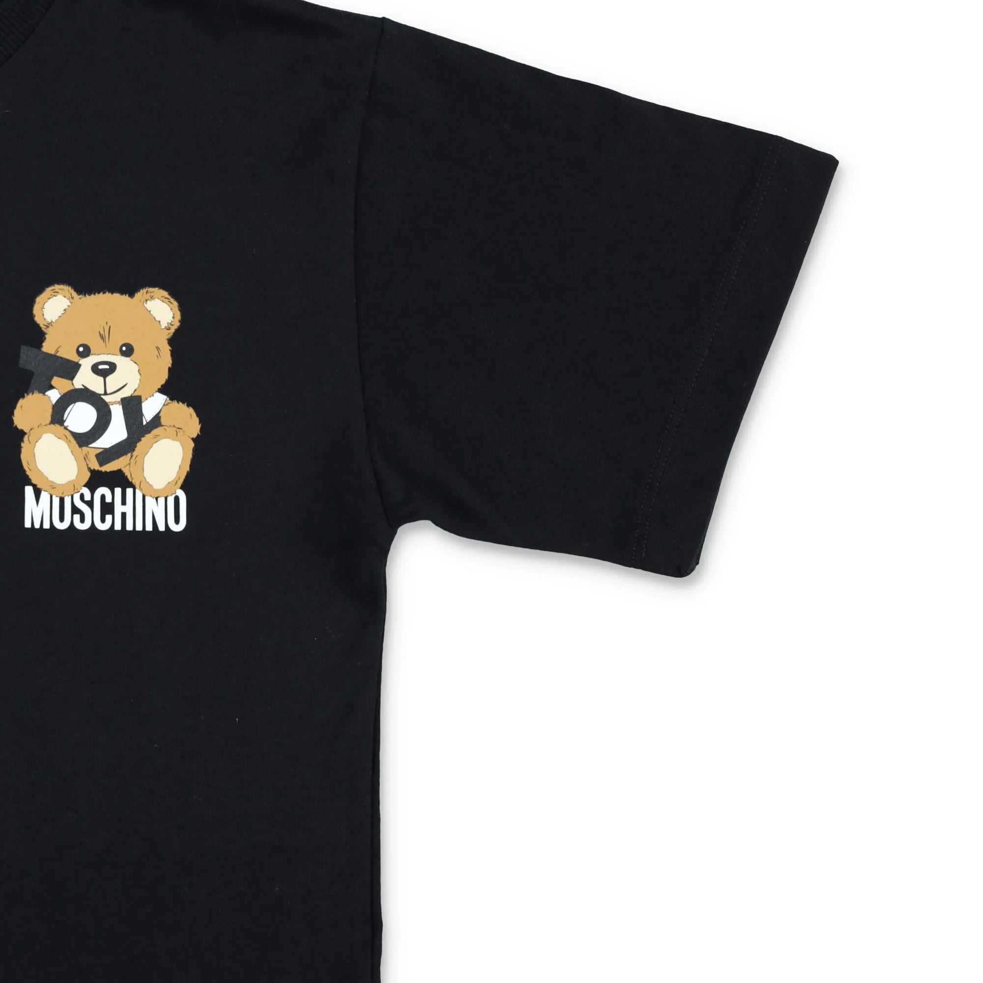 Boys & Girls Black Printed Logo Cotton T-Shirt