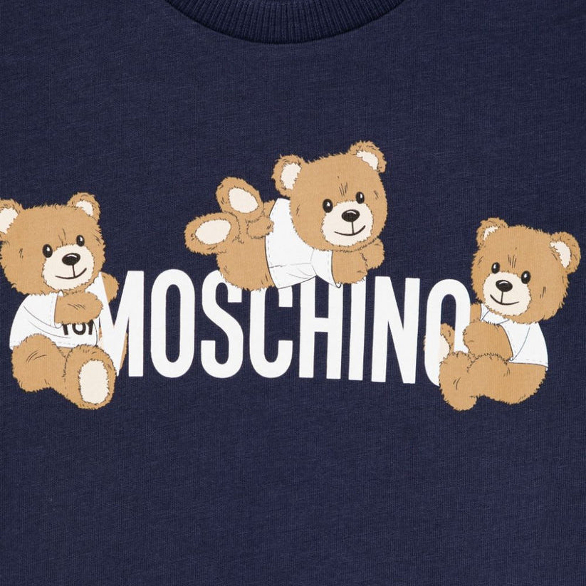 Boys & Girls Navy Blue Printed Logo Cotton T-Shirt
