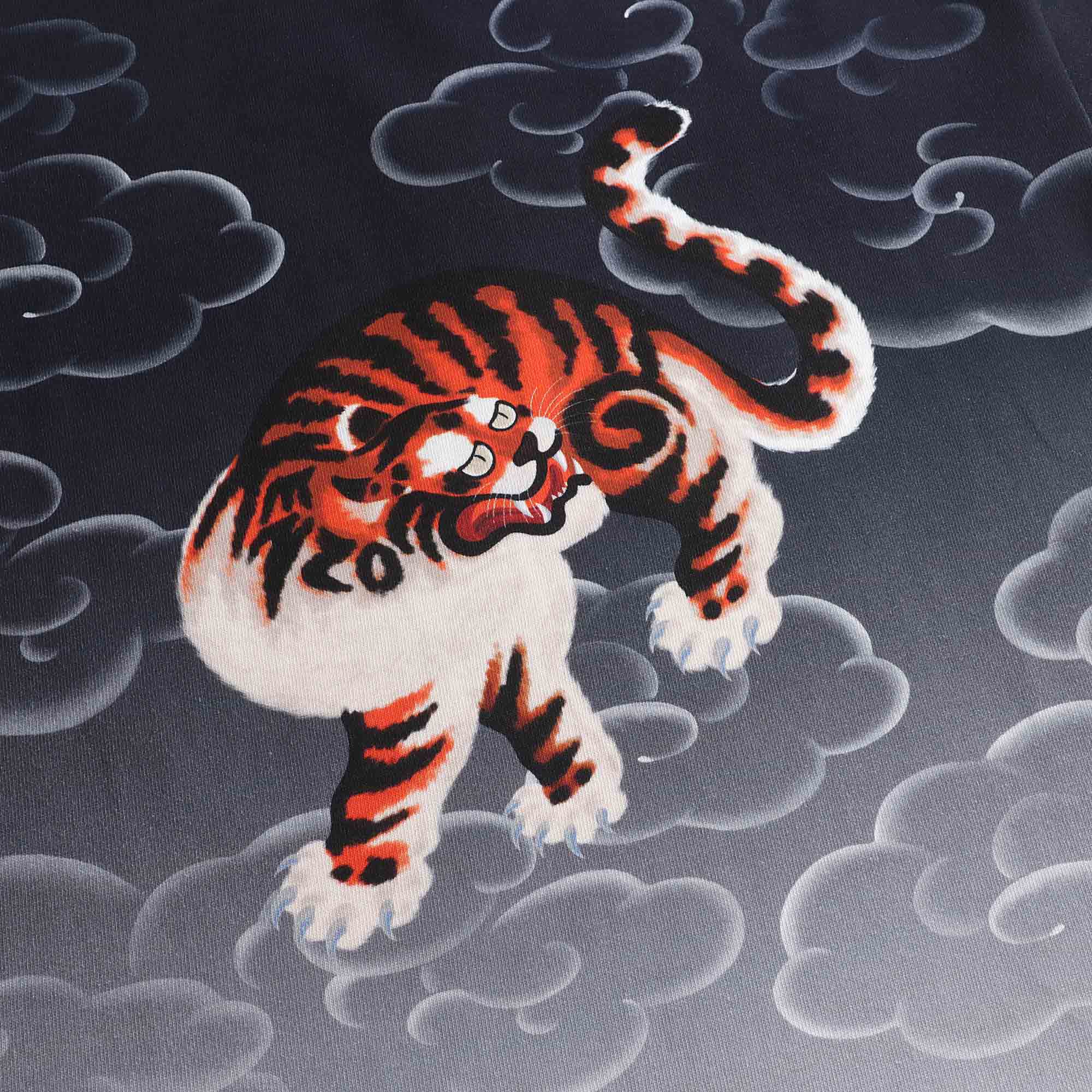 Boys & Girls Dark Blue Tiger Printed Cotton T-Shirt